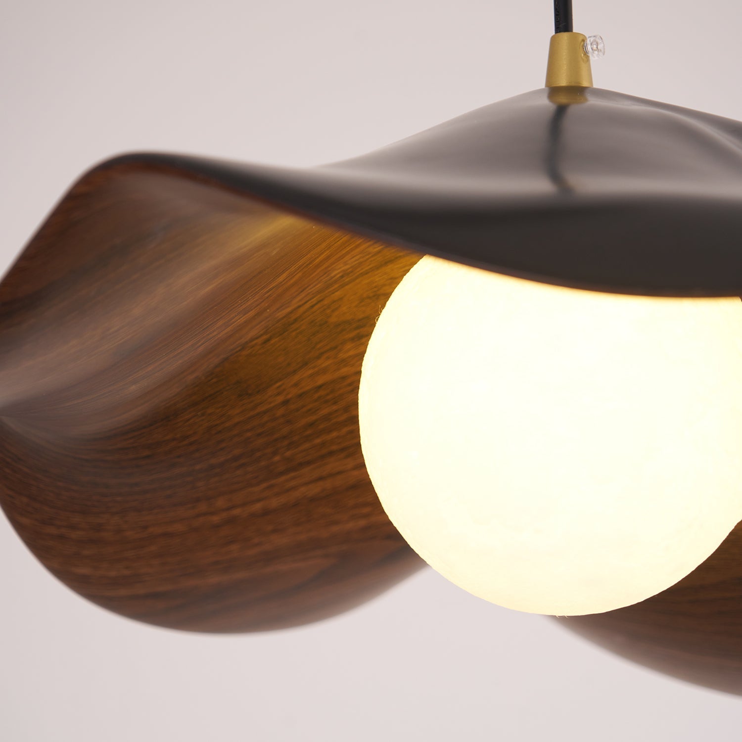 Pendant Lamp Resin Shade in White and Walnut for Living and Dining Room - Letslighting