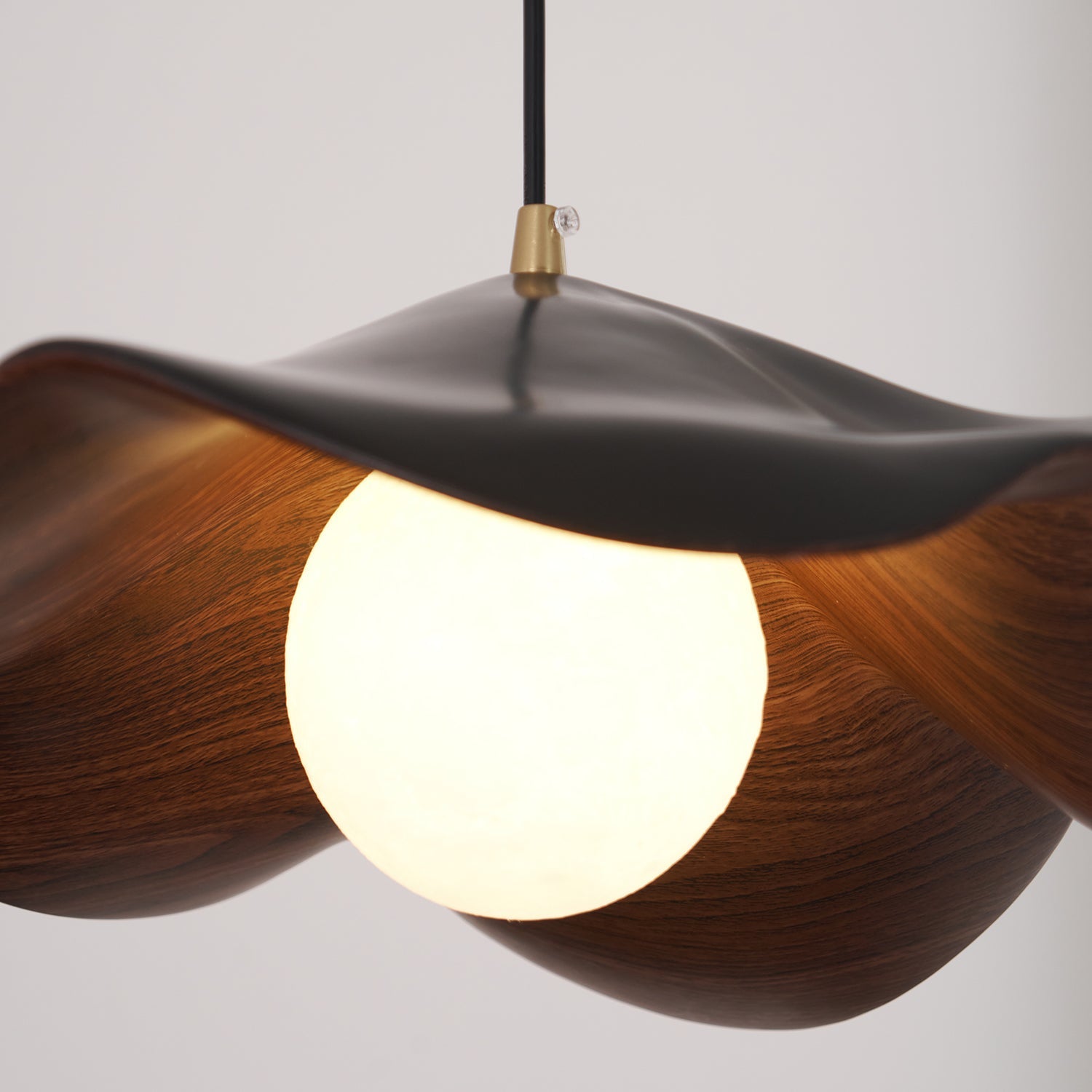 Pendant Lamp Resin Shade in White and Walnut for Living and Dining Room - Letslighting