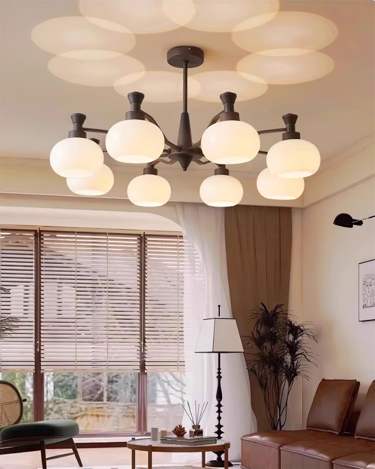 Cassia Chandelier Opal Glass Globe Arms - Letslighting