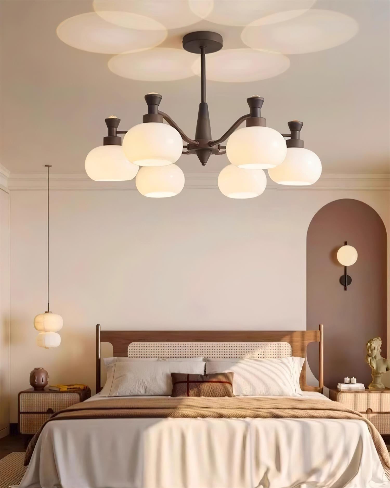 Cassia Chandelier Opal Glass Globe Arms - Letslighting