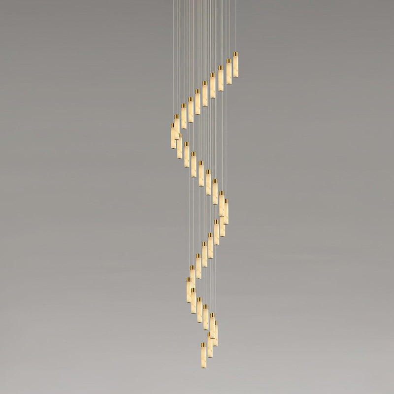 Zeal Modern Minimalist Cascade Alabaster Chandelier - Lamp Copper
