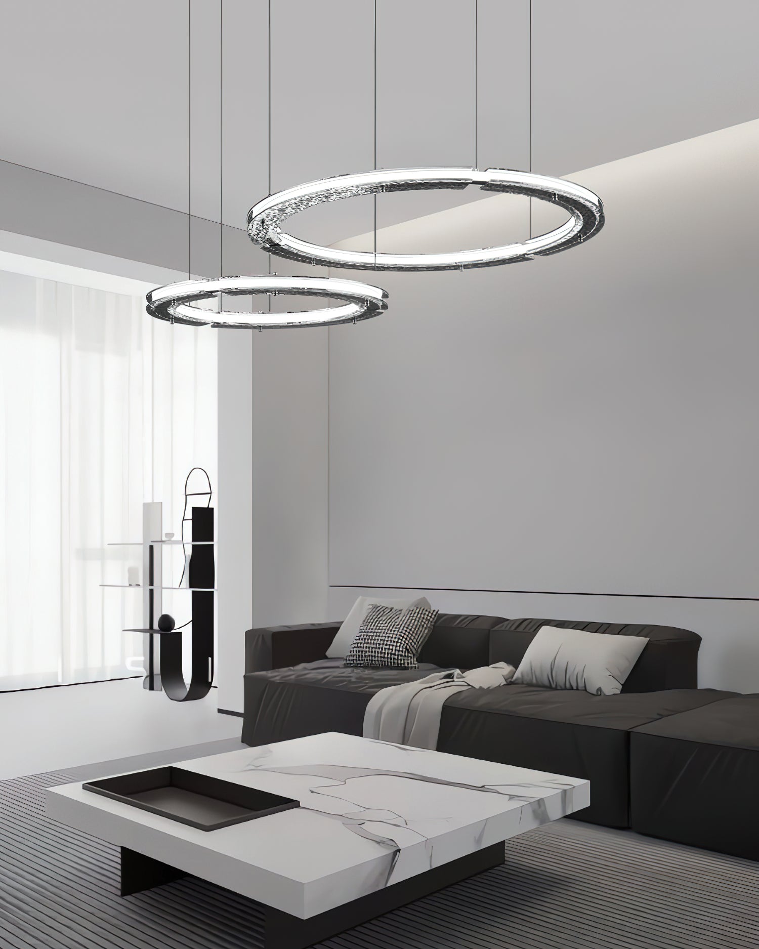 Lunara Dual-Ring Crystal Chandelier - Blowlighting