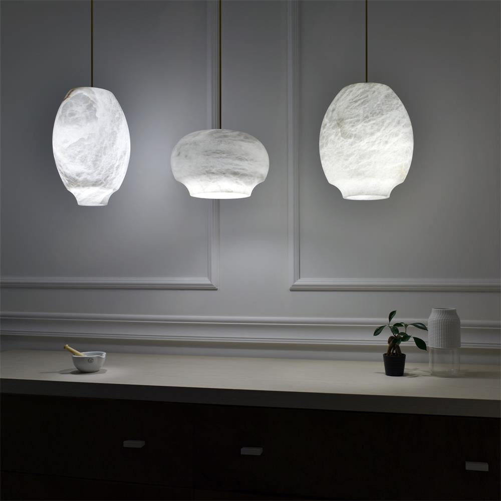Miroir Modern Minimalist Alabaster Metal Pendant Lamp - Lamp Copper