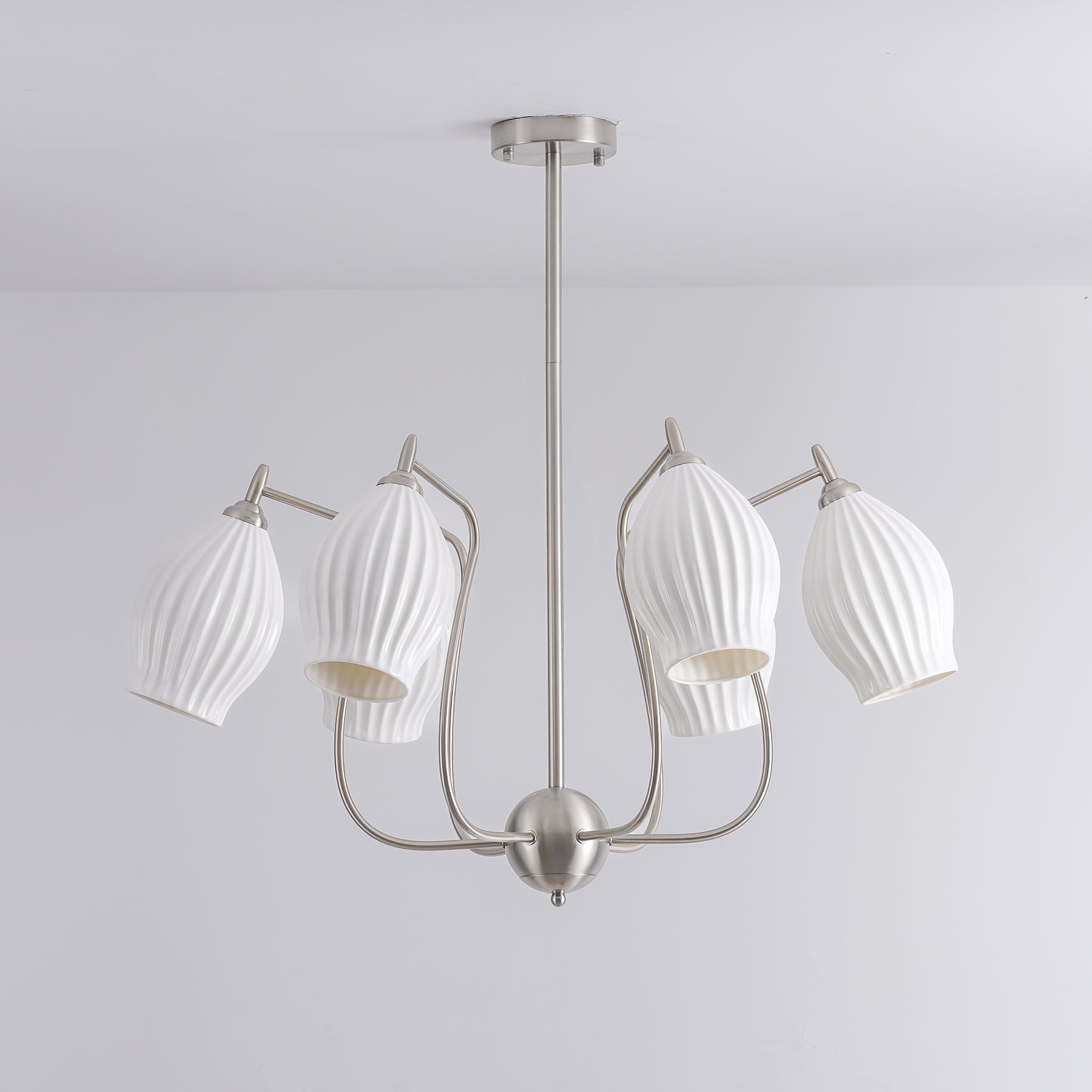Lustra Chandelier Ceramic Ribbed Sculptural Glass Elegant - Letslighting