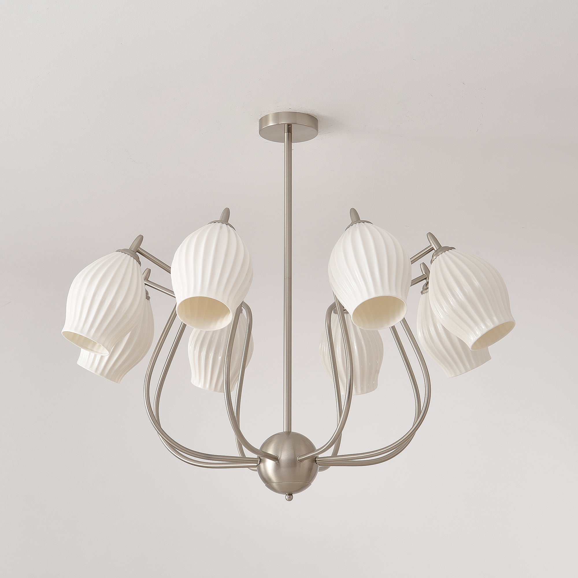 Lustra Chandelier Ceramic Ribbed Sculptural Glass Elegant - Letslighting