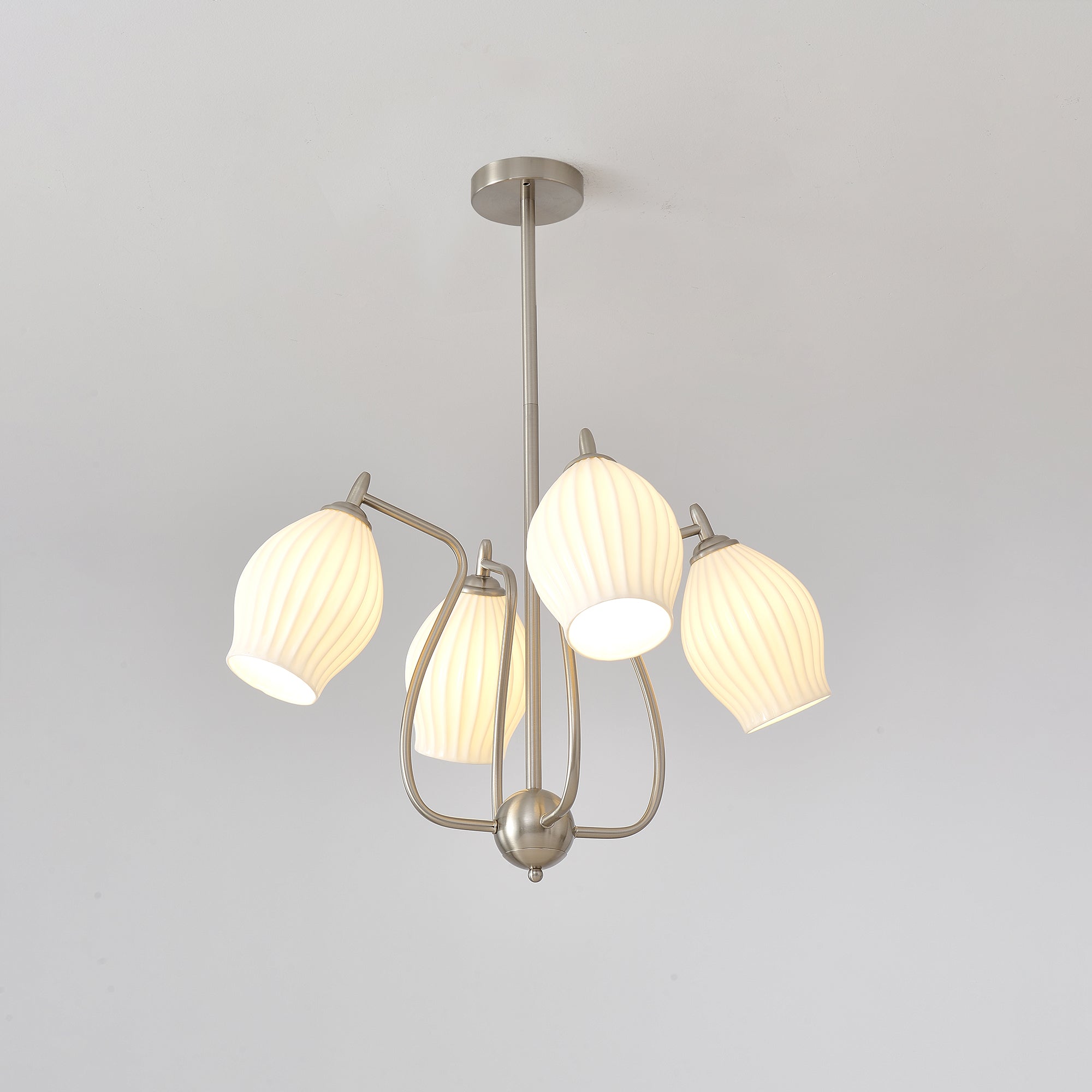 Lustra Chandelier Ceramic Ribbed Sculptural Glass Elegant - Letslighting