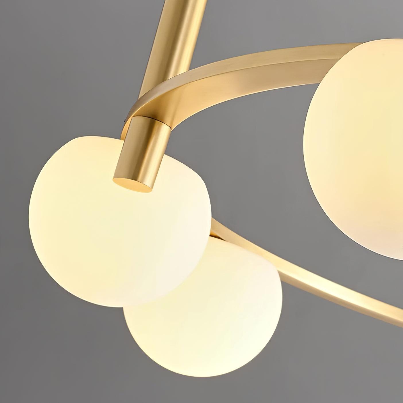 Chandelier Glass Globes Ring Gold Finish Modern - Letslighting