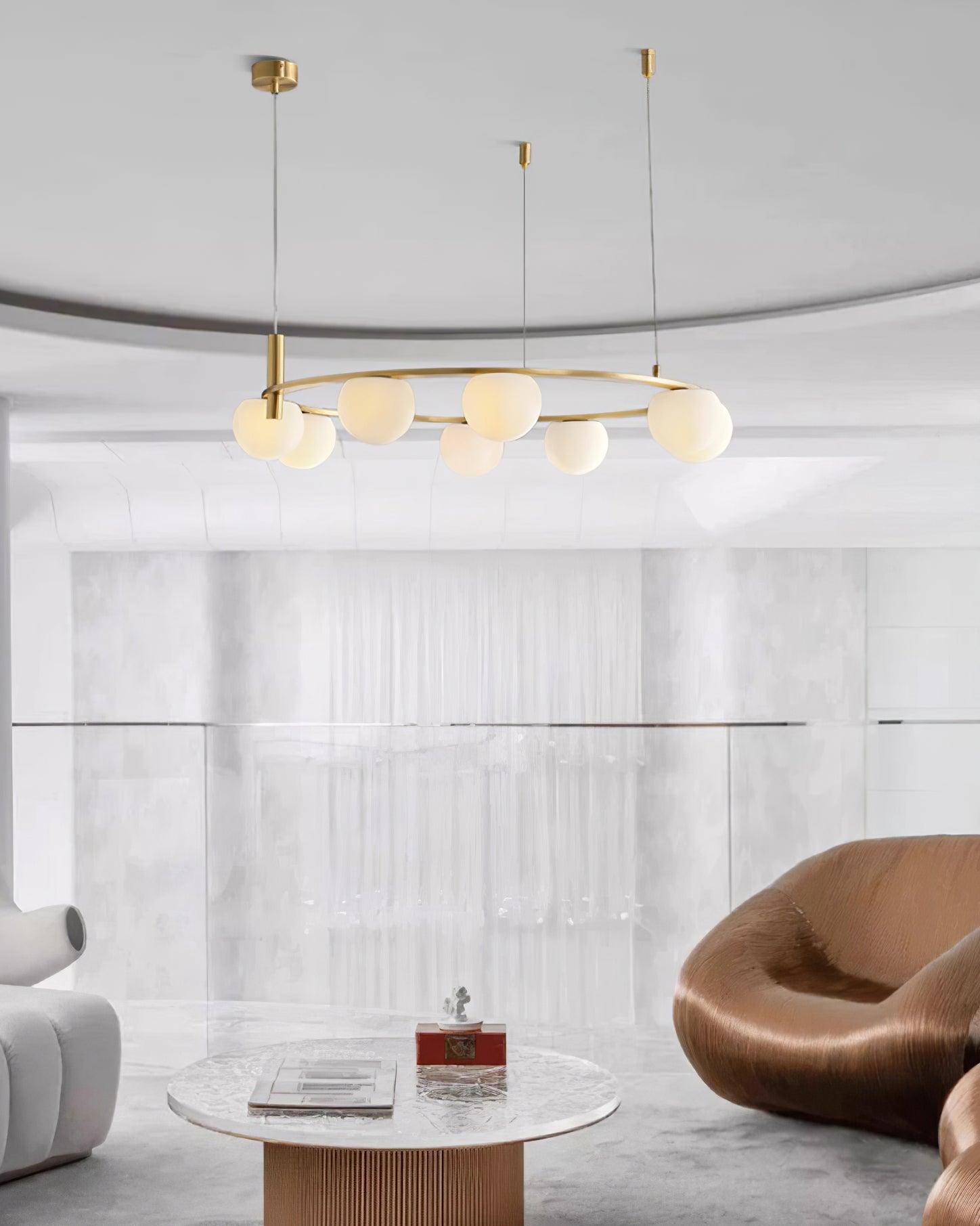 Chandelier Glass Globes Ring Gold Finish Modern - Letslighting