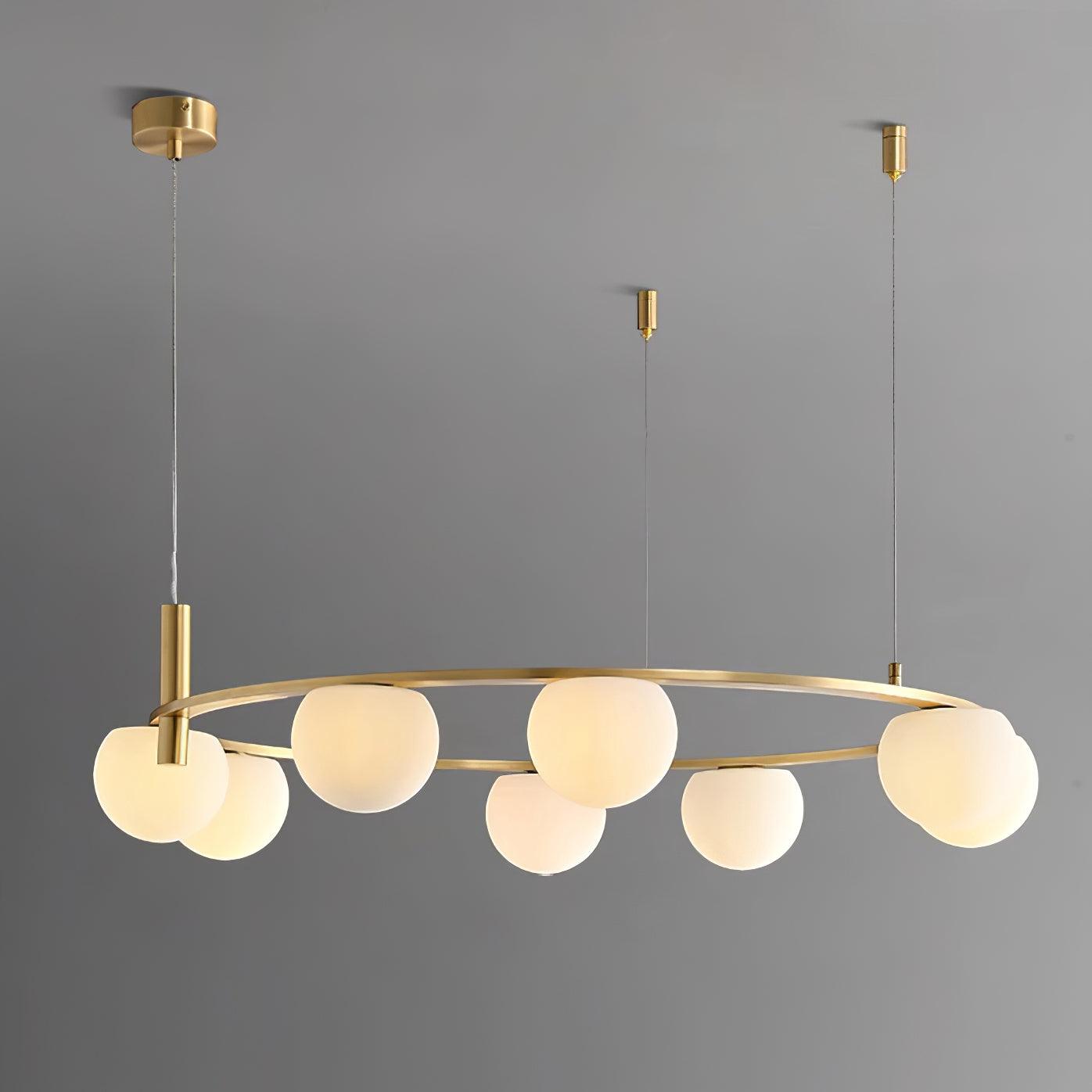 Chandelier Glass Globes Ring Gold Finish Modern - Letslighting