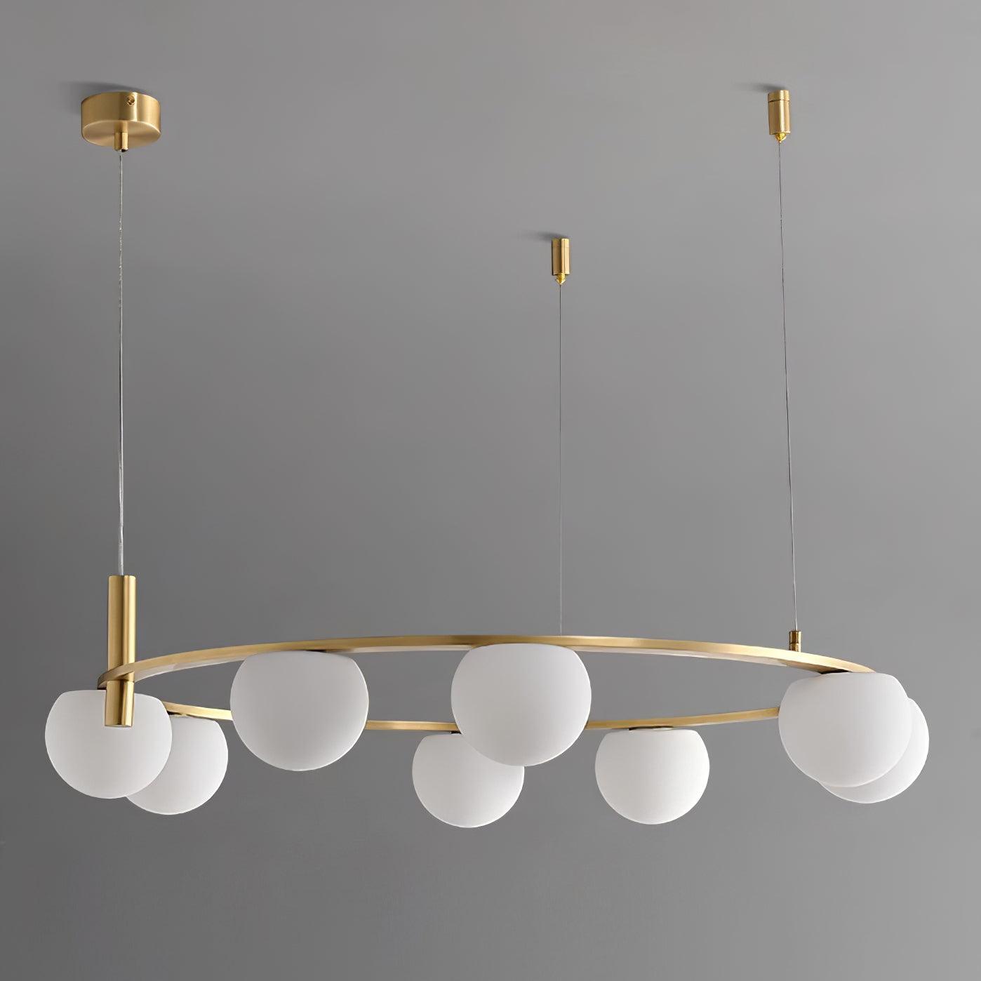Chandelier Glass Globes Ring Gold Finish Modern - Letslighting