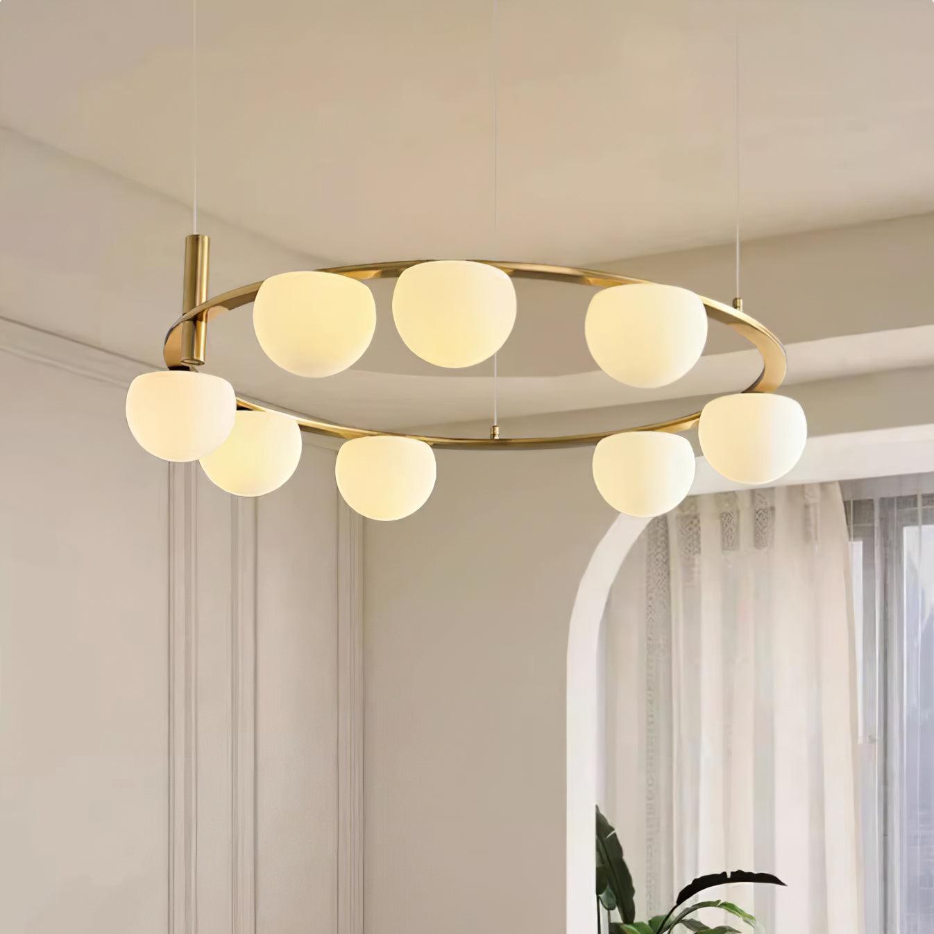 Chandelier Glass Globes Ring Gold Finish Modern - Letslighting