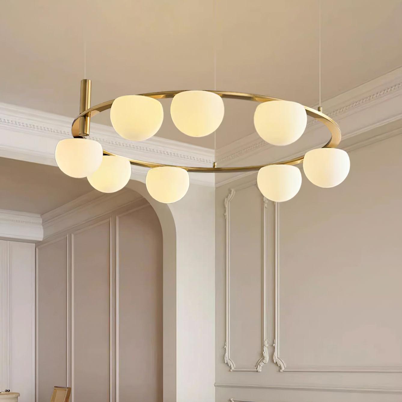 Chandelier Glass Globes Ring Gold Finish Modern - Letslighting