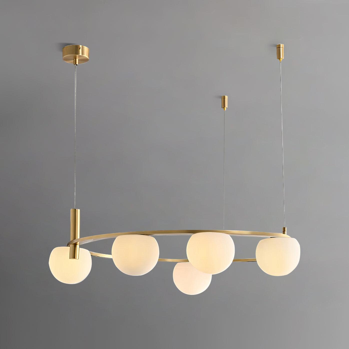 Chandelier Glass Globes Ring Gold Finish Modern - Letslighting