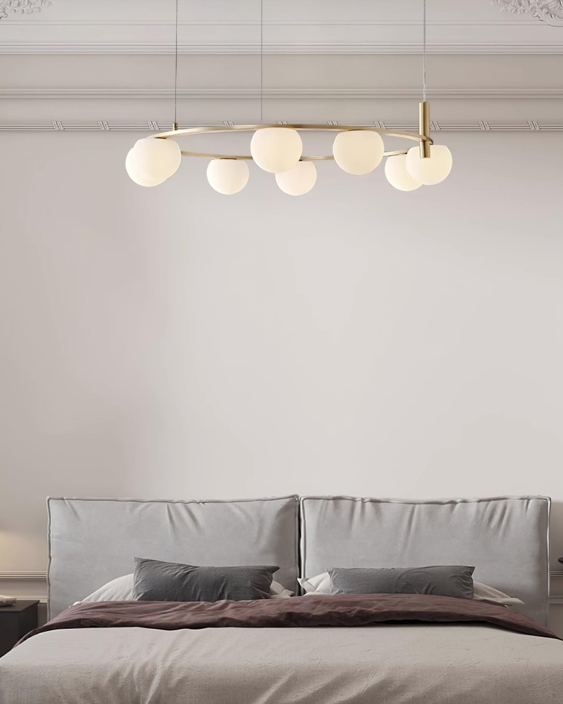 Chandelier Glass Globes Ring Gold Finish Modern - Letslighting