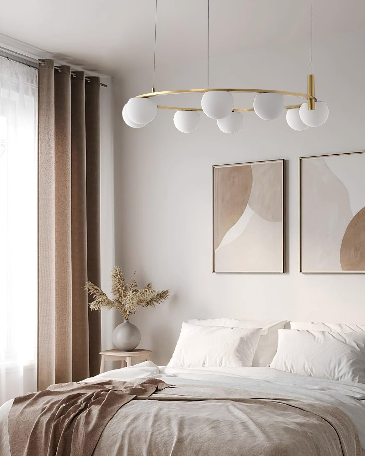Chandelier Glass Globes Ring Gold Finish Modern - Letslighting