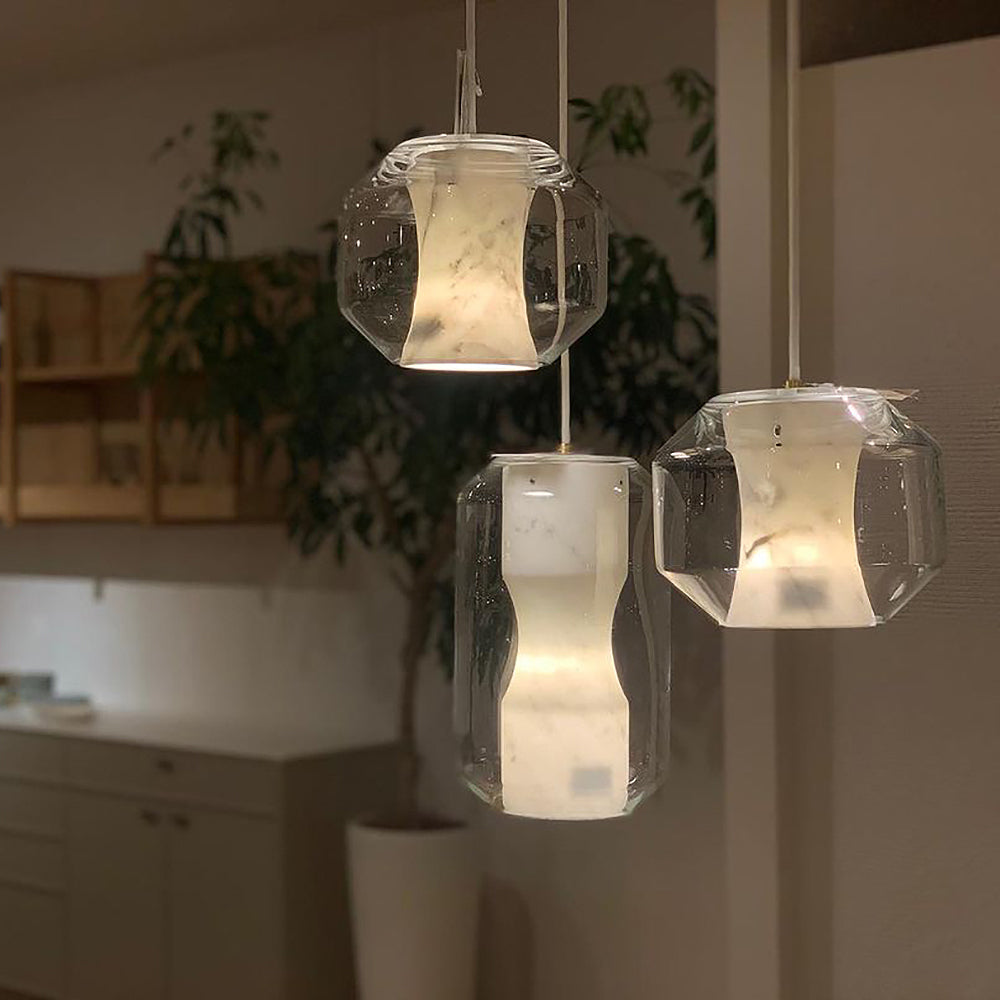 Allirila Modern Minimalist Alabaster Glass Pendant Lamp - Lamp Copper