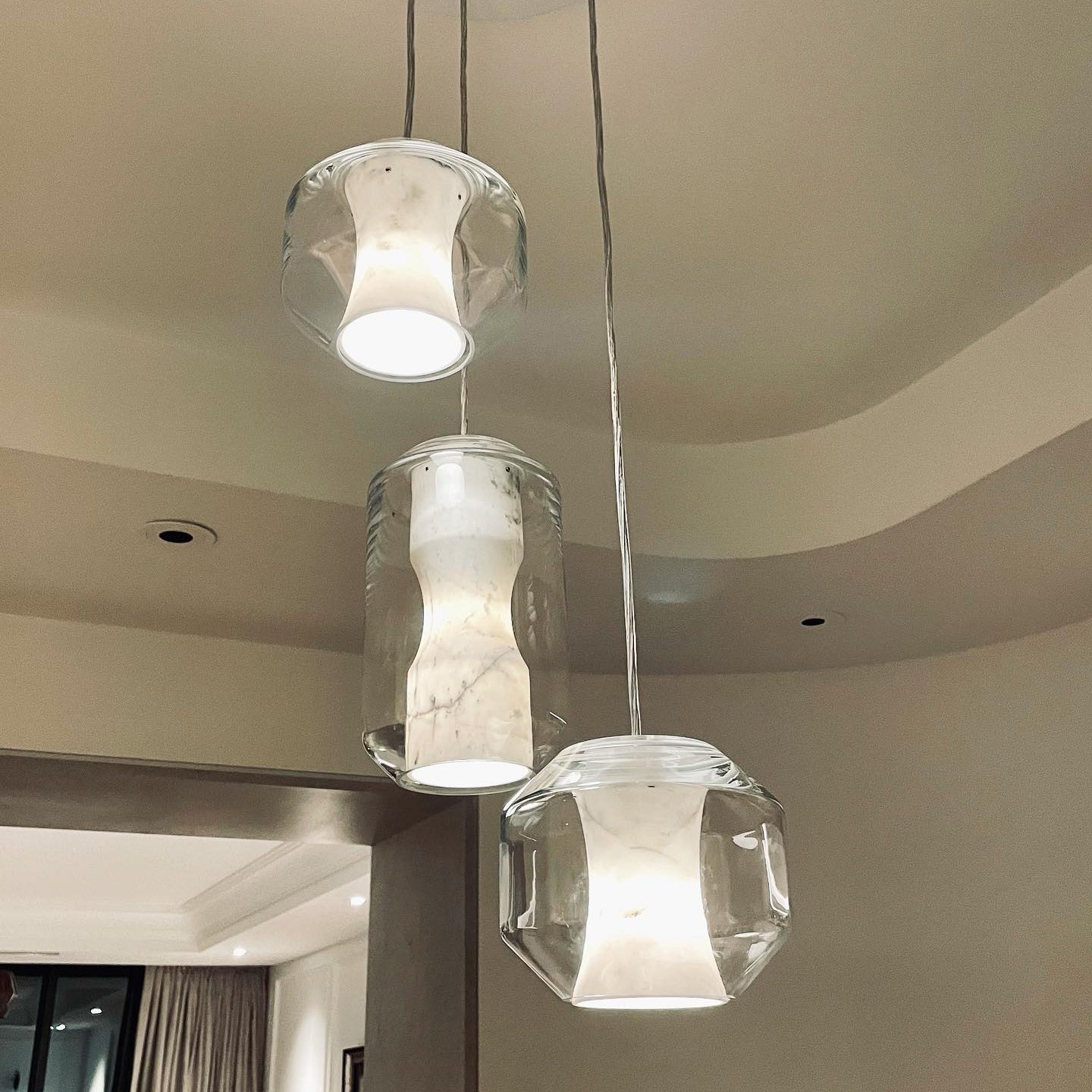 Allirila Modern Minimalist Alabaster Glass Pendant Lamp - Lamp Copper