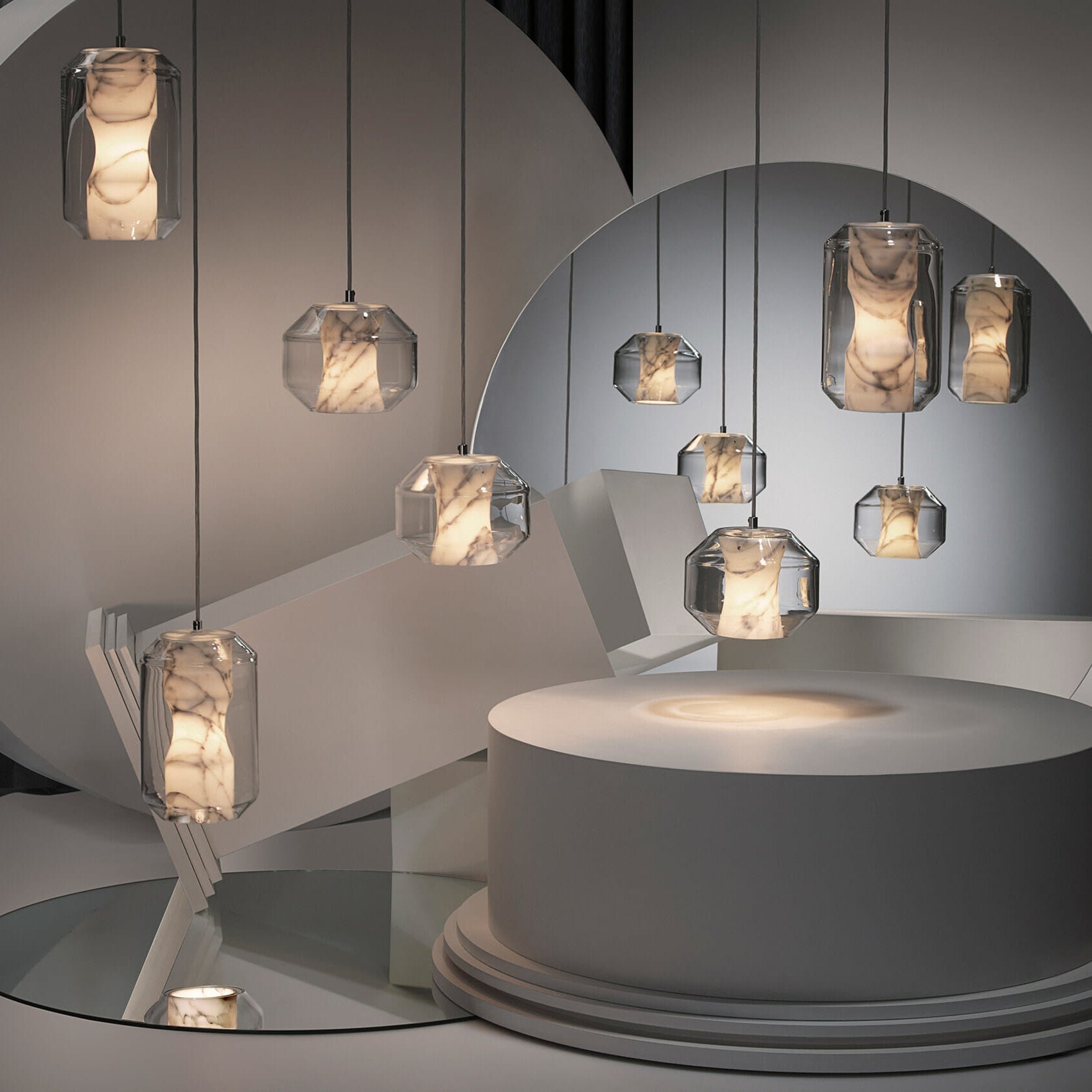 Allirila Modern Minimalist Alabaster Glass Pendant Lamp - Lamp Copper