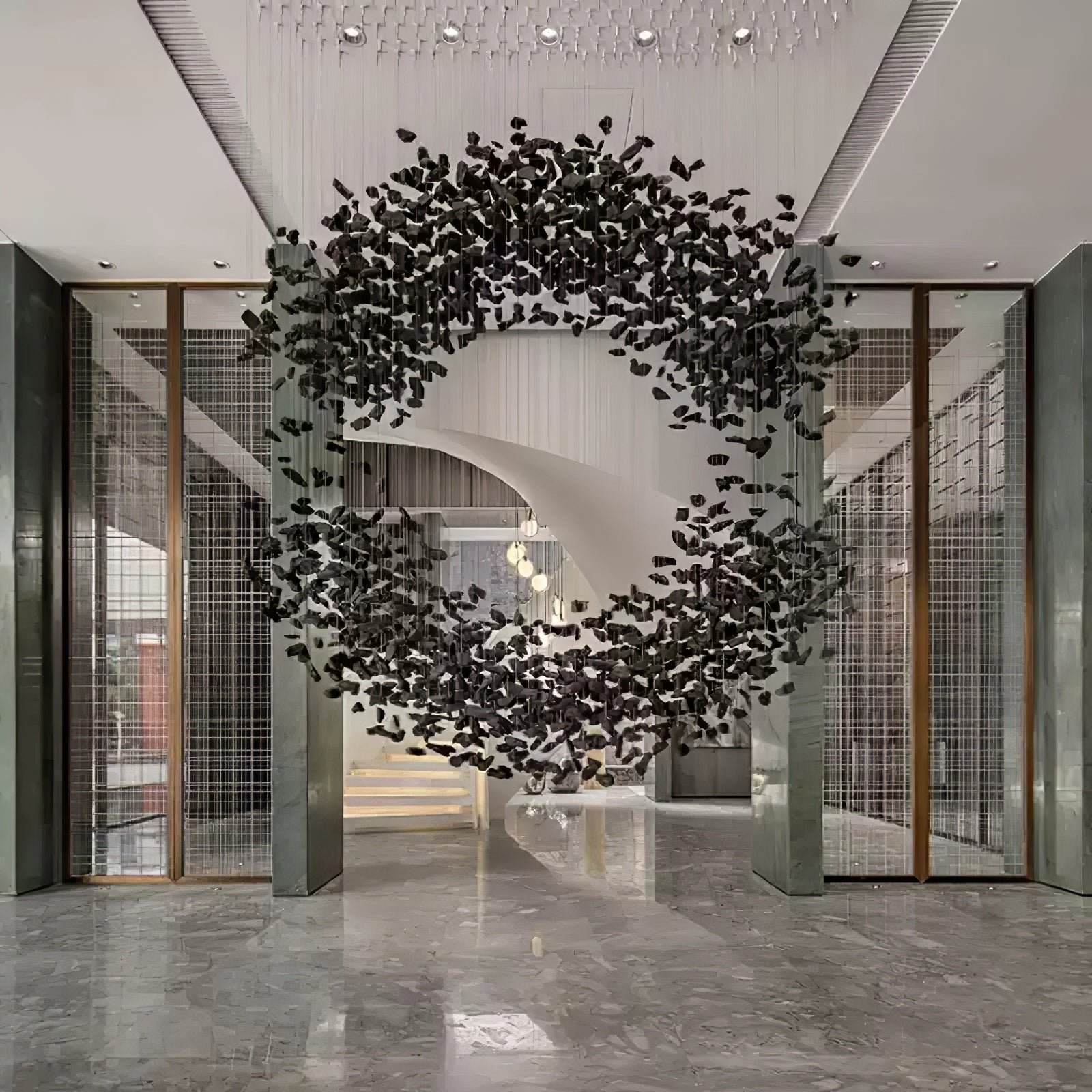 Arsilus Charcoal Stone Sculptural Chandelier - Blowlighting