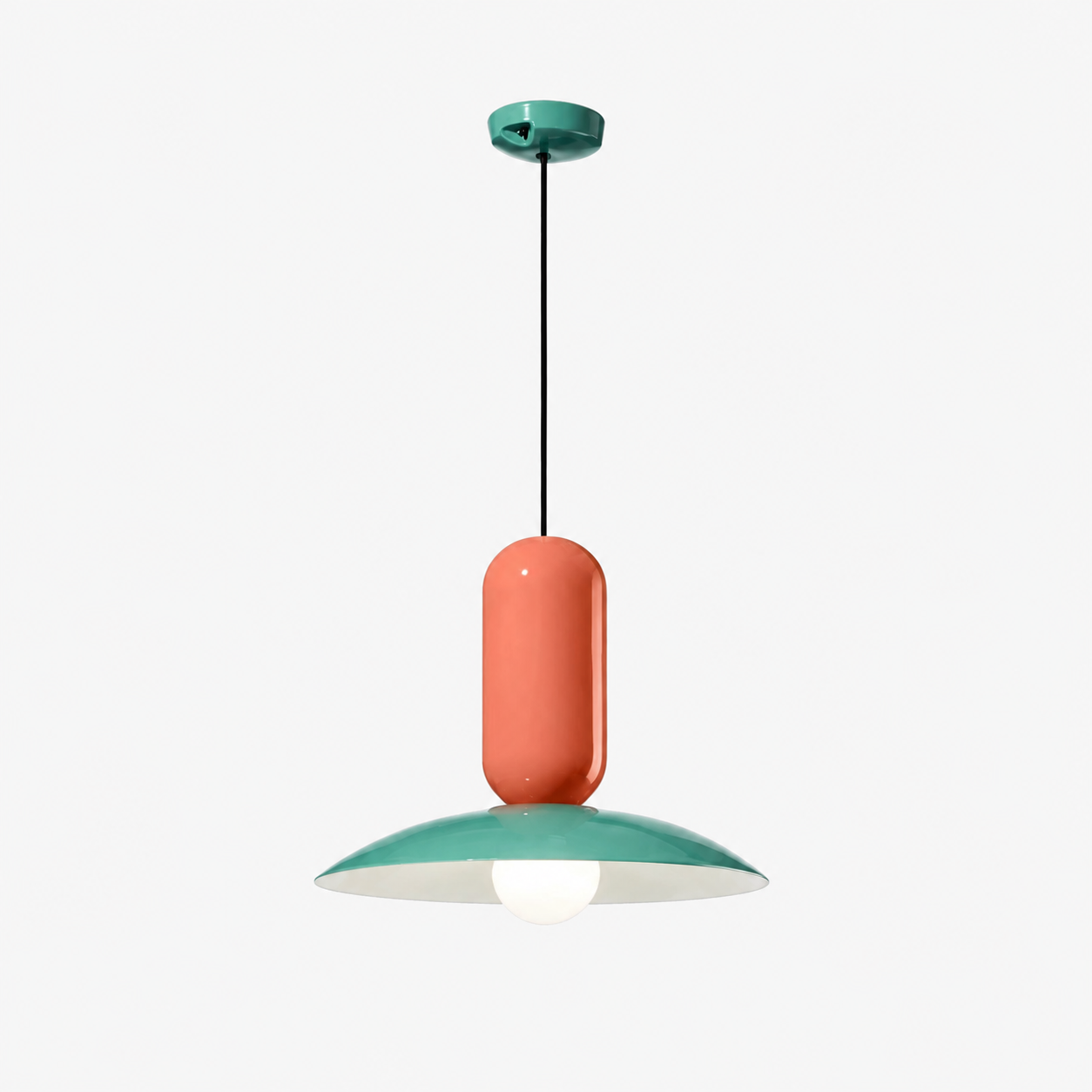 Valentina Suspension Dôme Moderne, Metal, Vert/Blanc/Orange, Salon