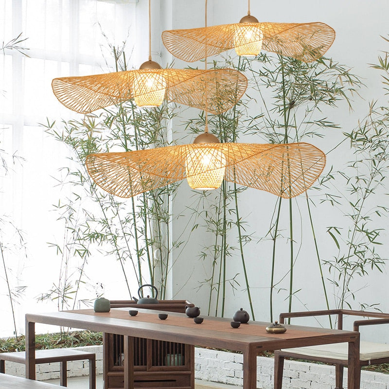 Ritta Suspension Rond Vintage, Bambou/Bois, Bois, Salon