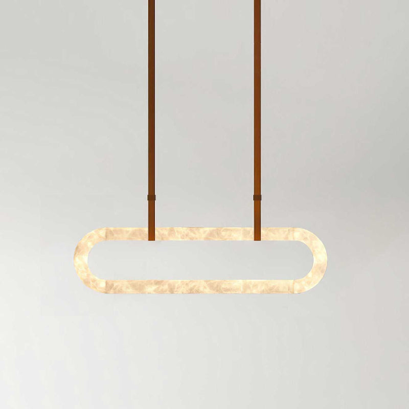 Vista Modern Minimalist Art Alabaster Metal Chandelier - Lamp Copper