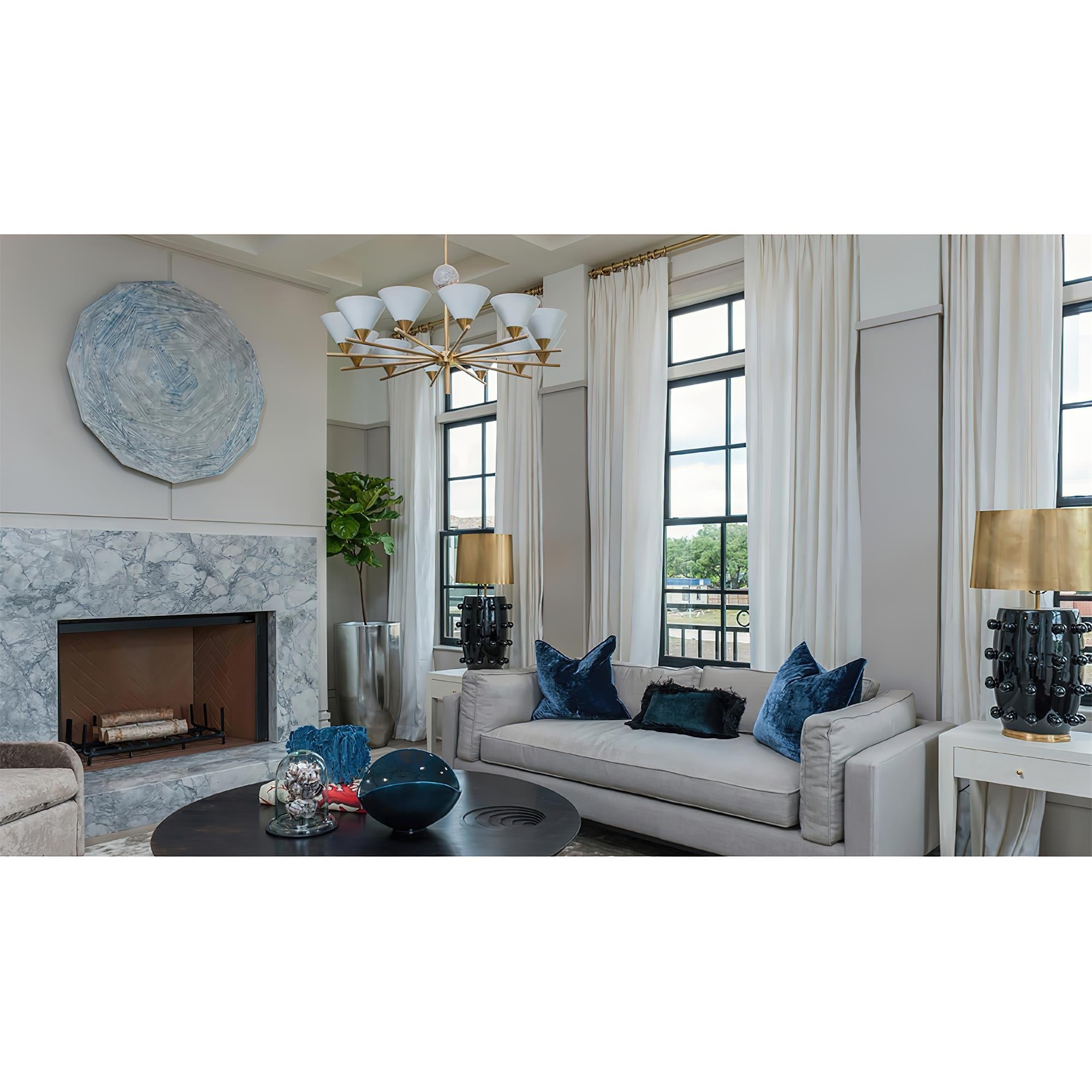 Bloom Large Vintage Marble Metal Chandelier - Lamp Copper