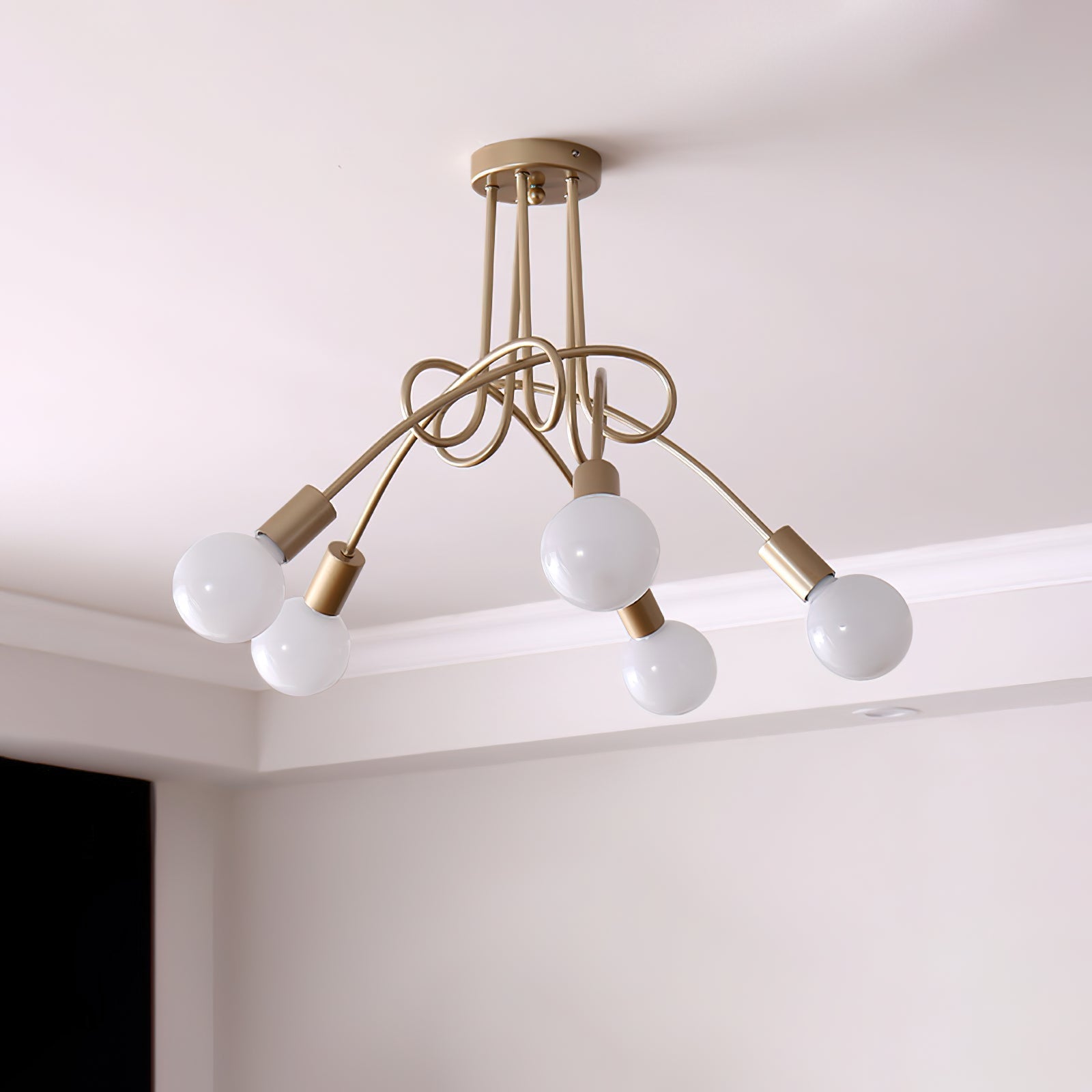 Oasis Art Unique Sputnik Metal Glass Ceiling Lamp - Lamp Copper