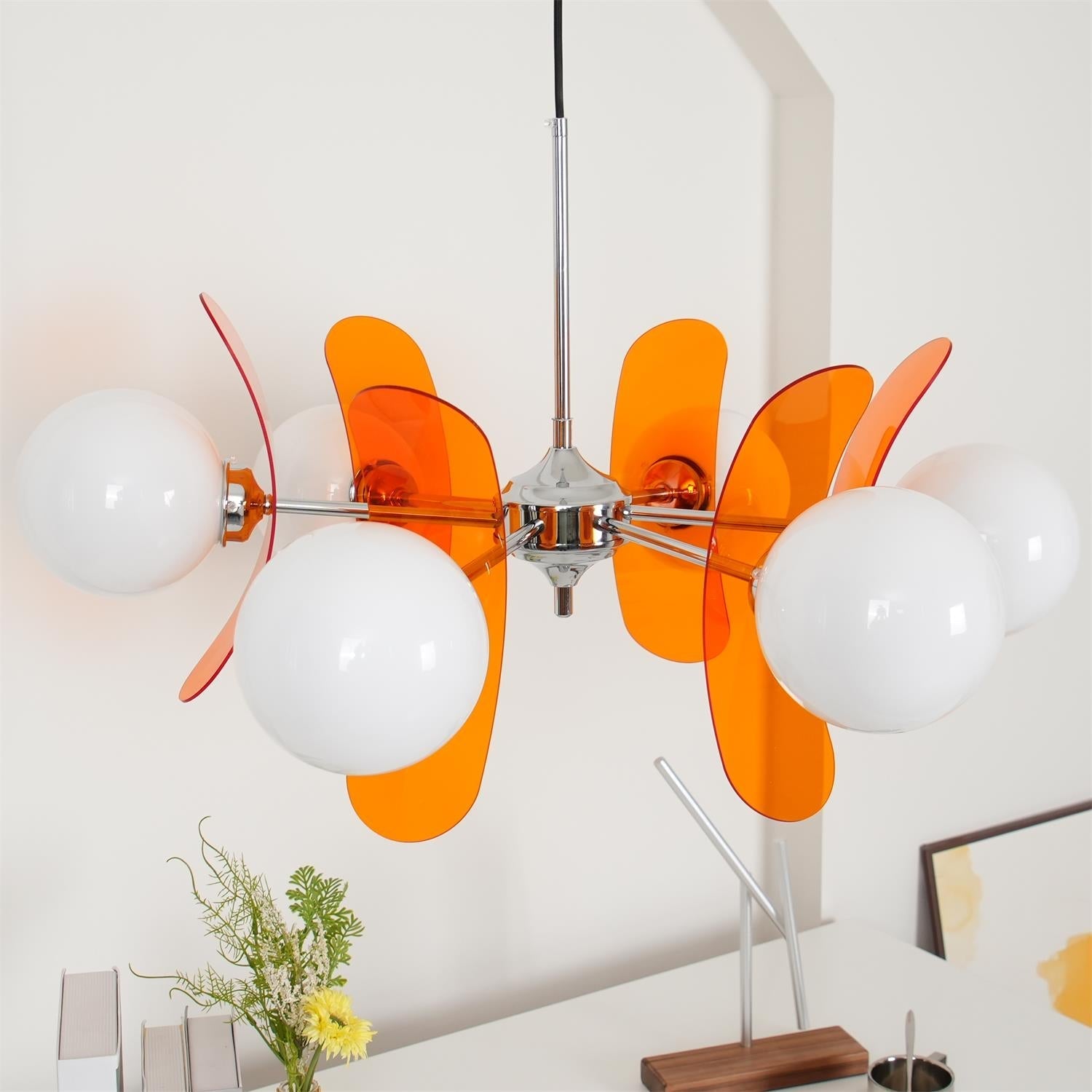 Prism Creativity Sputnik Orange Glass Acrylic Chandelier - Lamp Copper