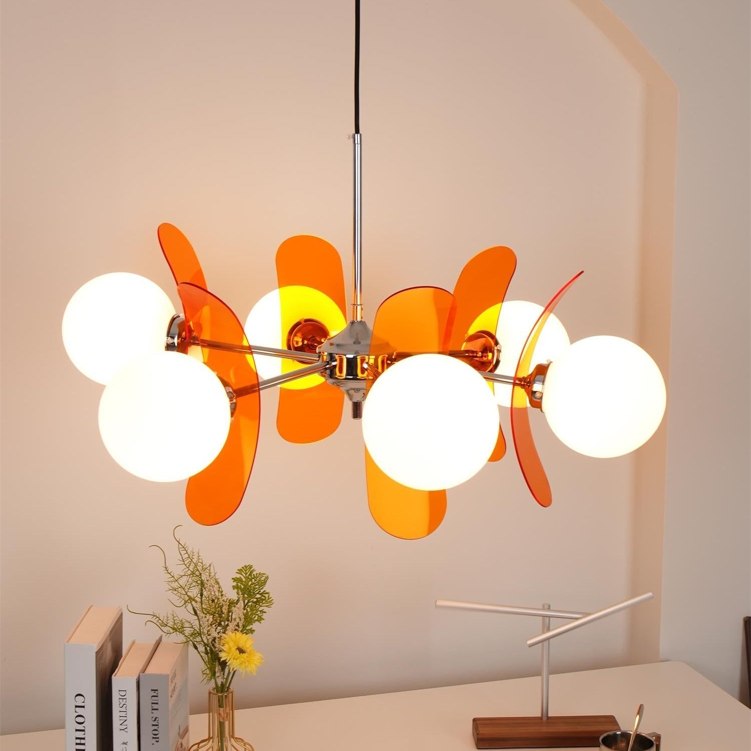 Prism Creativity Sputnik Orange Glass Acrylic Chandelier - Lamp Copper