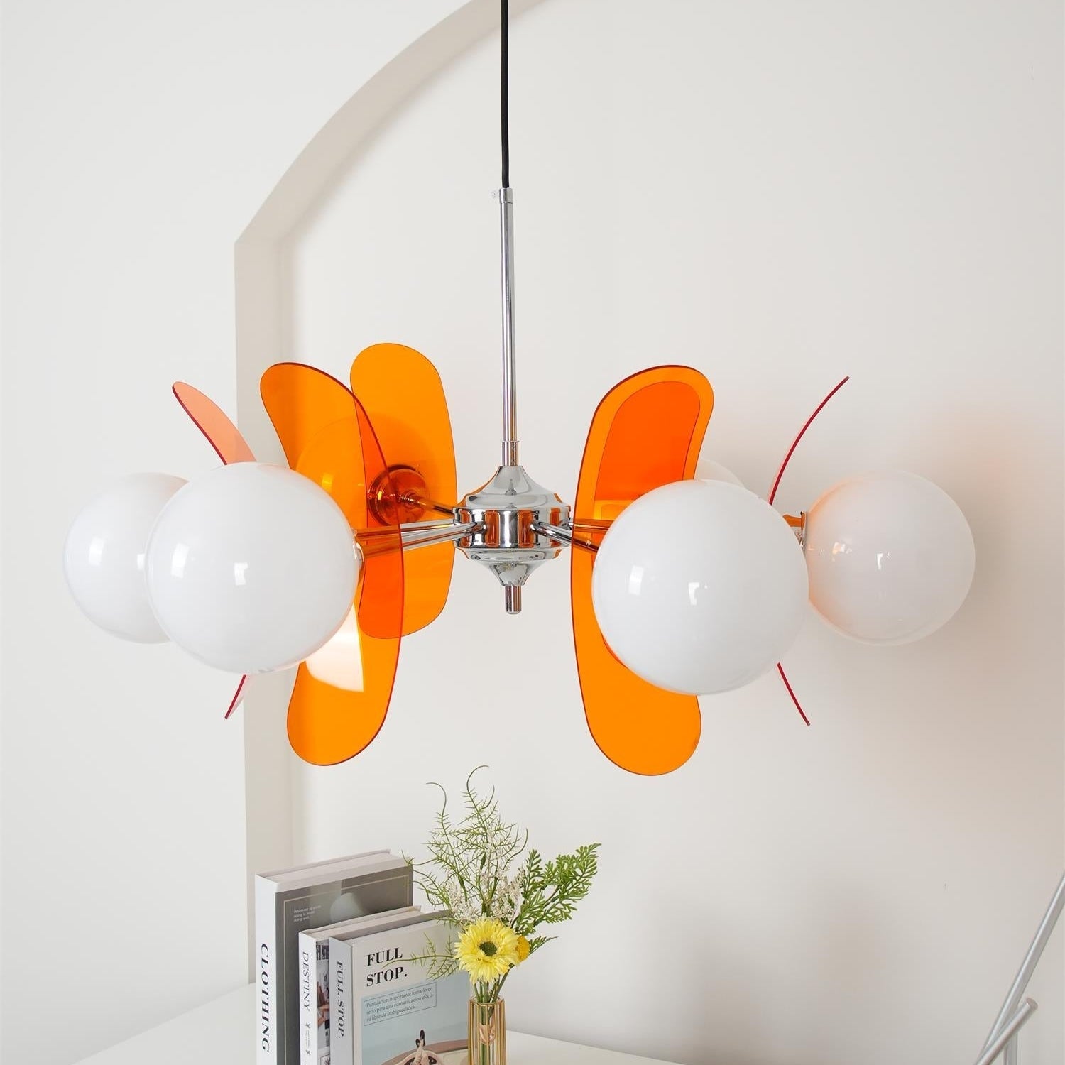 Prism Creativity Sputnik Orange Glass Acrylic Chandelier - Lamp Copper