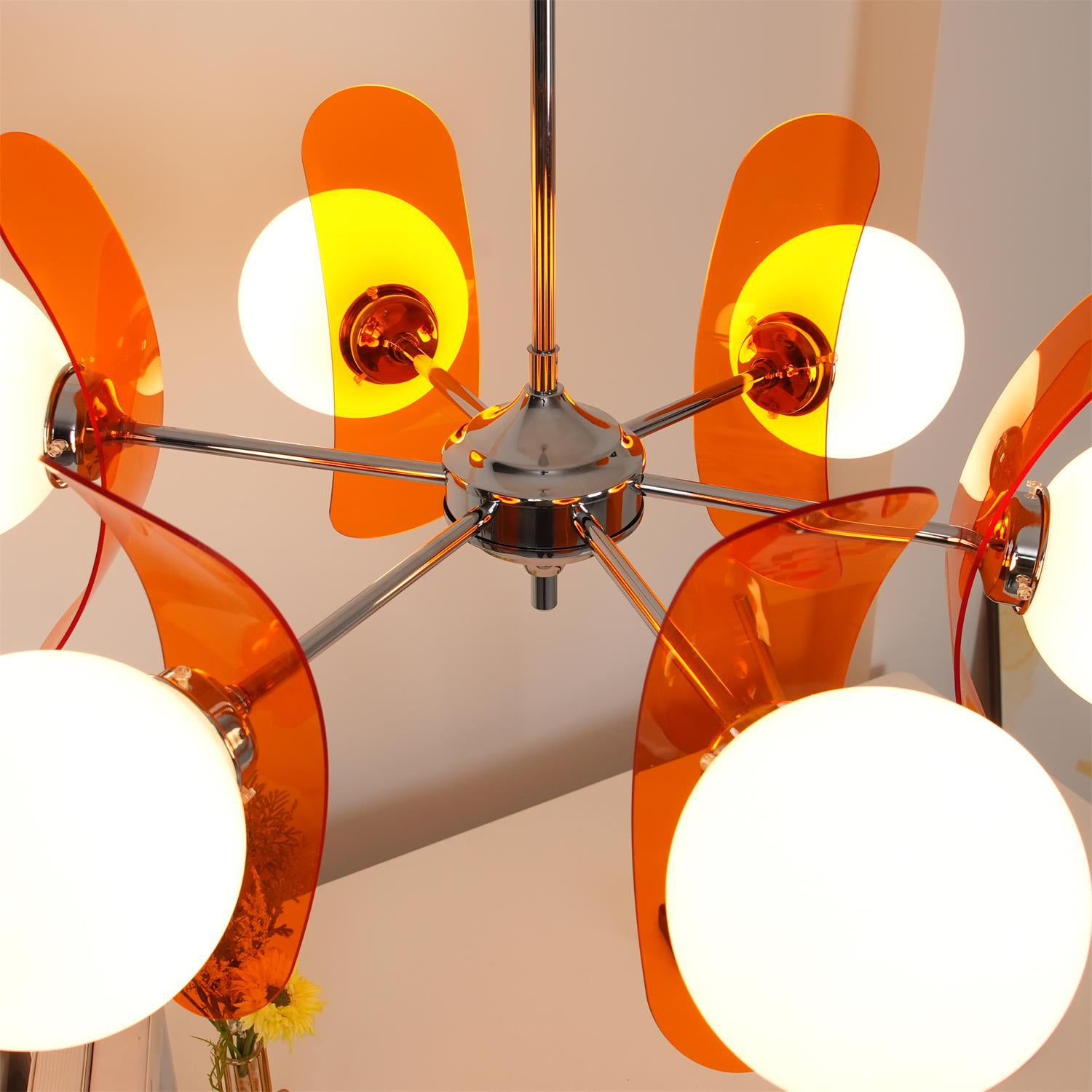 Prism Creativity Sputnik Orange Glass Acrylic Chandelier - Lamp Copper