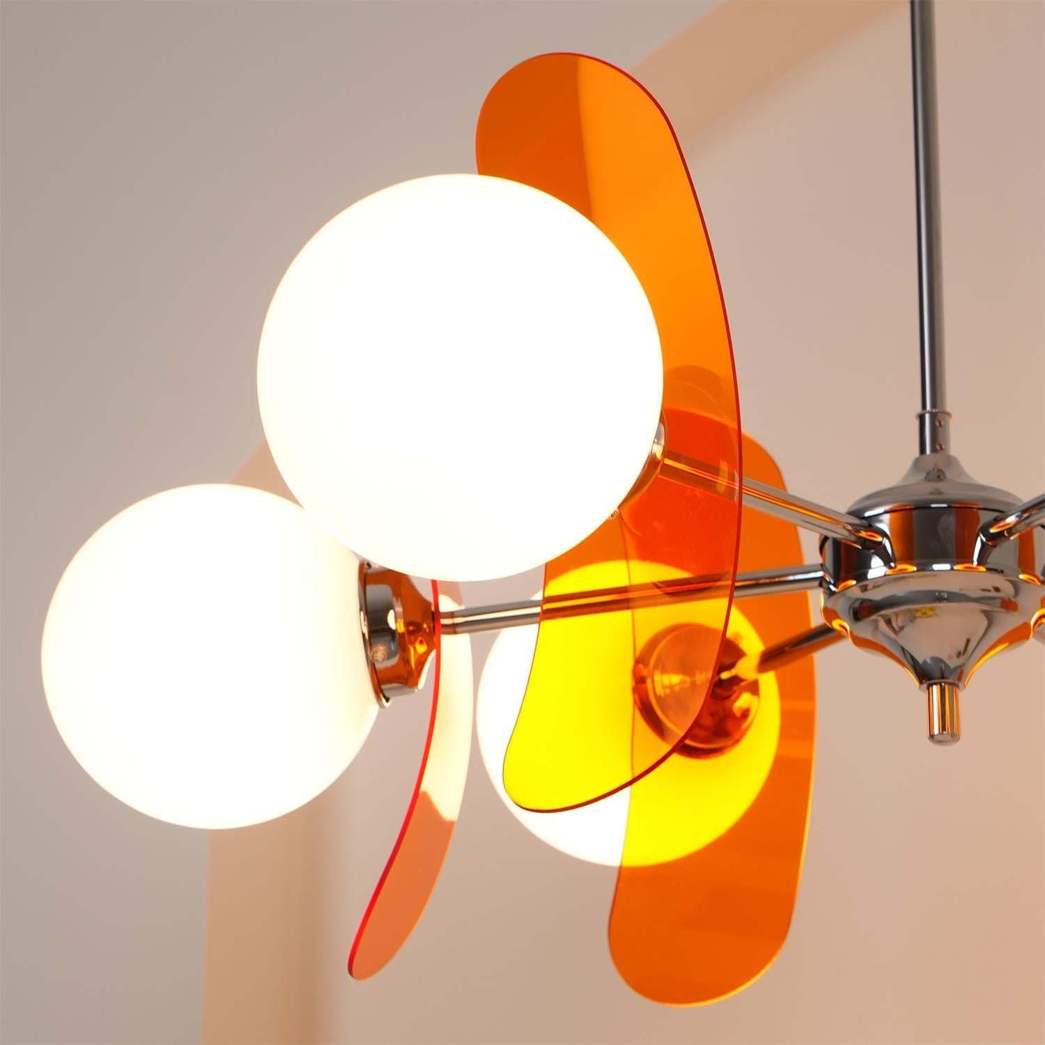 Prism Creativity Sputnik Orange Glass Acrylic Chandelier - Lamp Copper