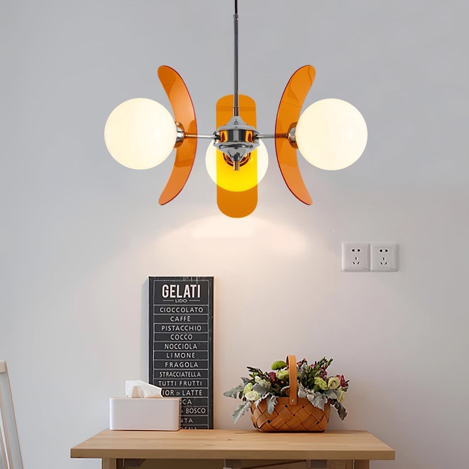 Prism Creativity Sputnik Orange Glass Acrylic Chandelier - Lamp Copper