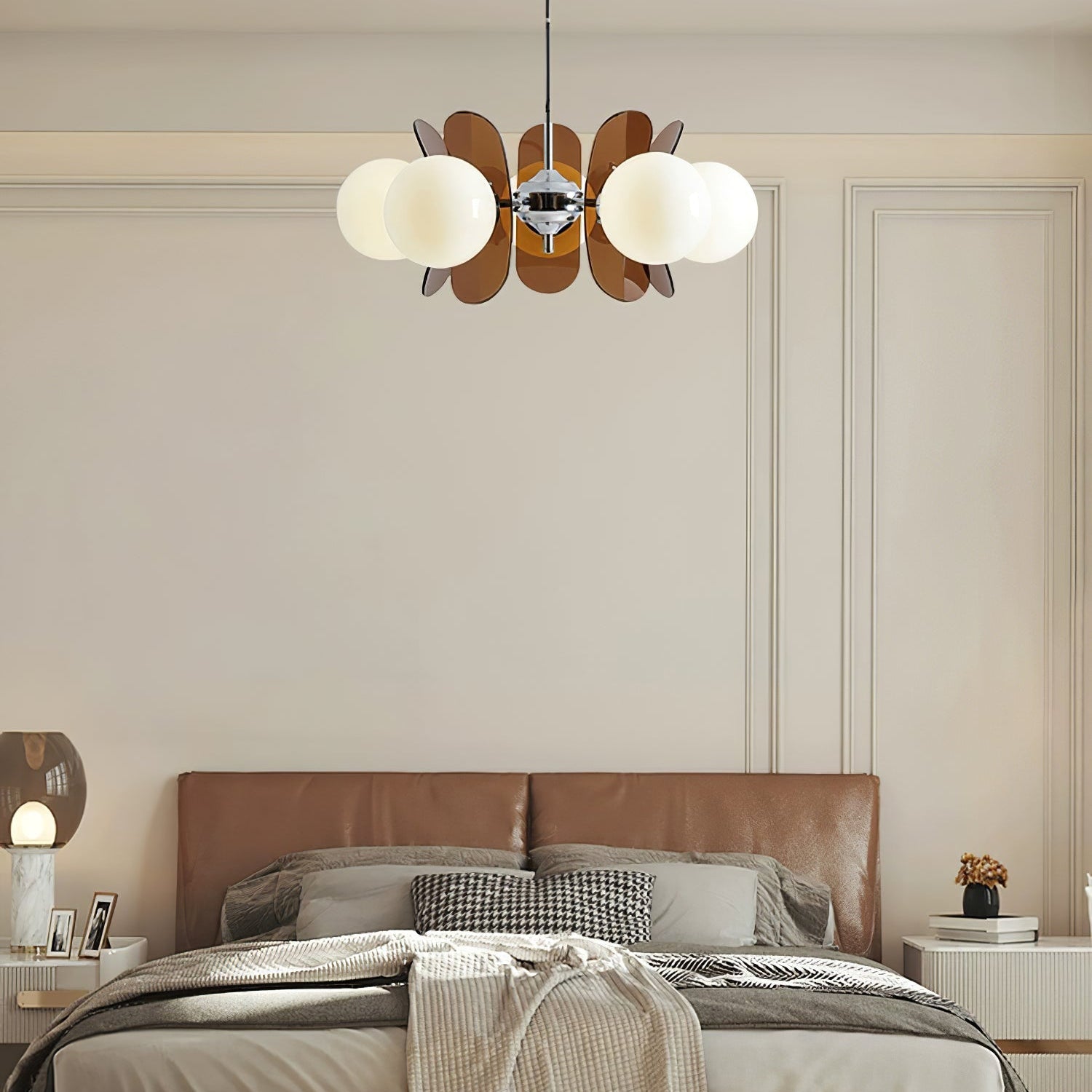 Prism Creativity Sputnik Orange Glass Acrylic Chandelier - Lamp Copper