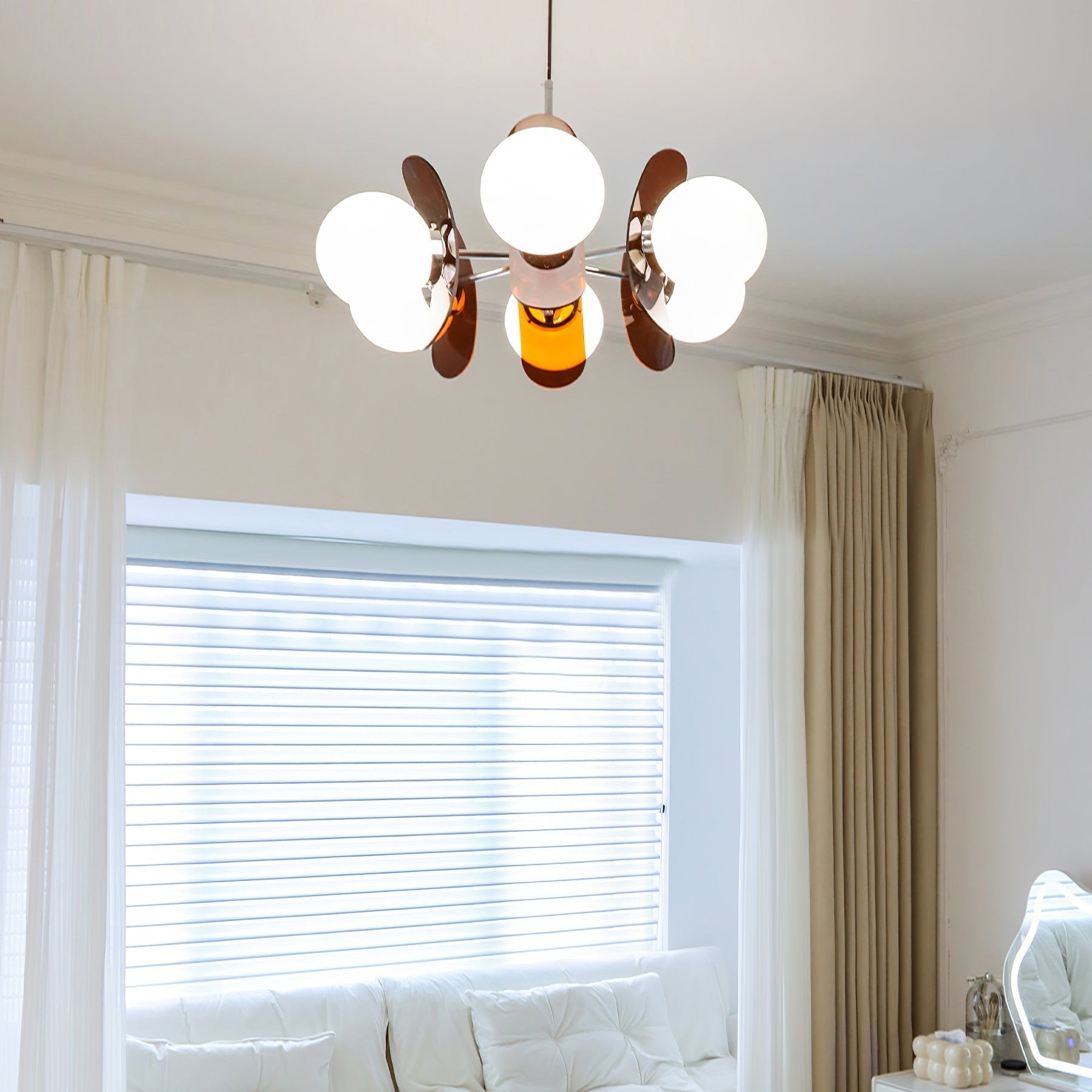 Prism Creativity Sputnik Orange Glass Acrylic Chandelier - Lamp Copper