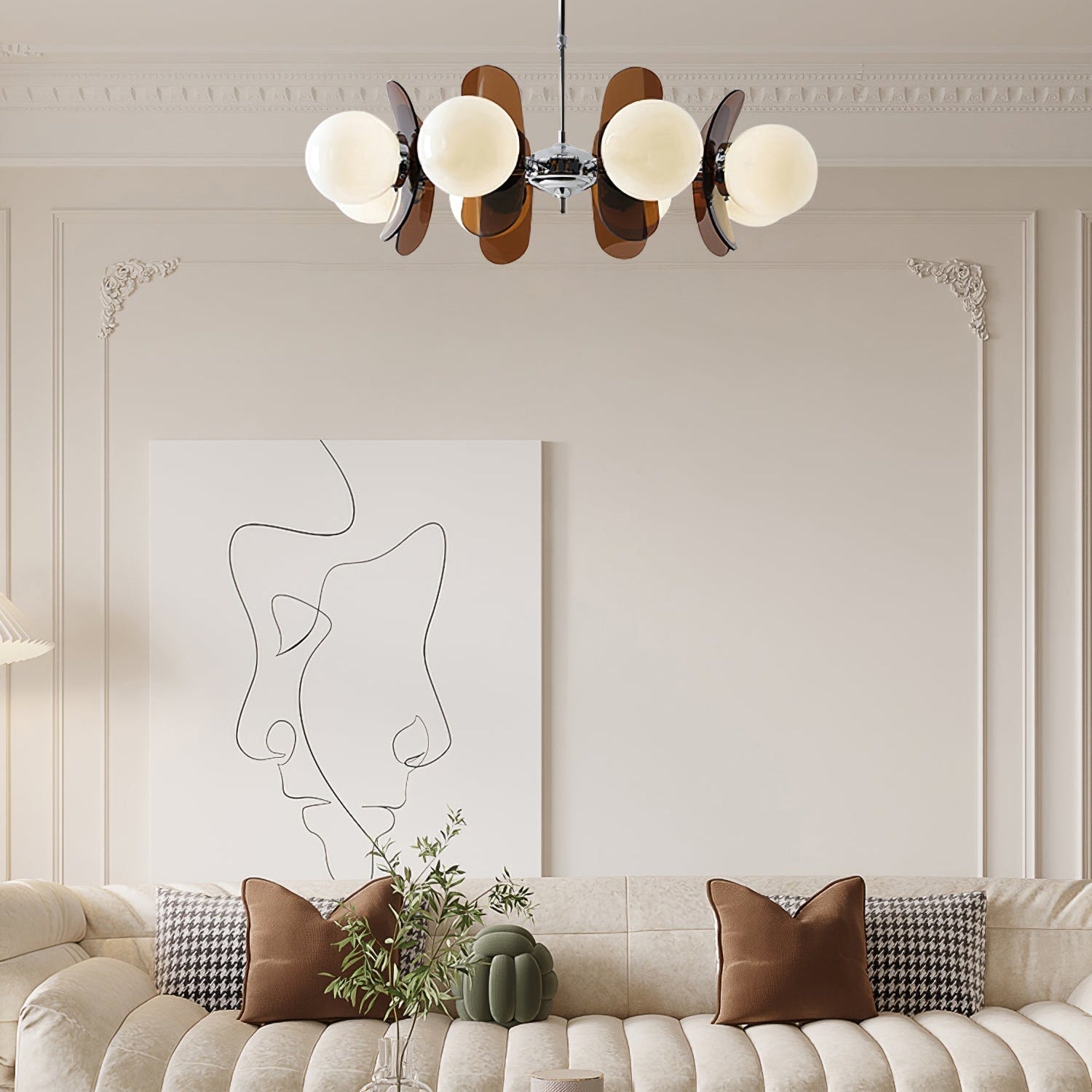 Prism Creativity Sputnik Orange Glass Acrylic Chandelier - Lamp Copper