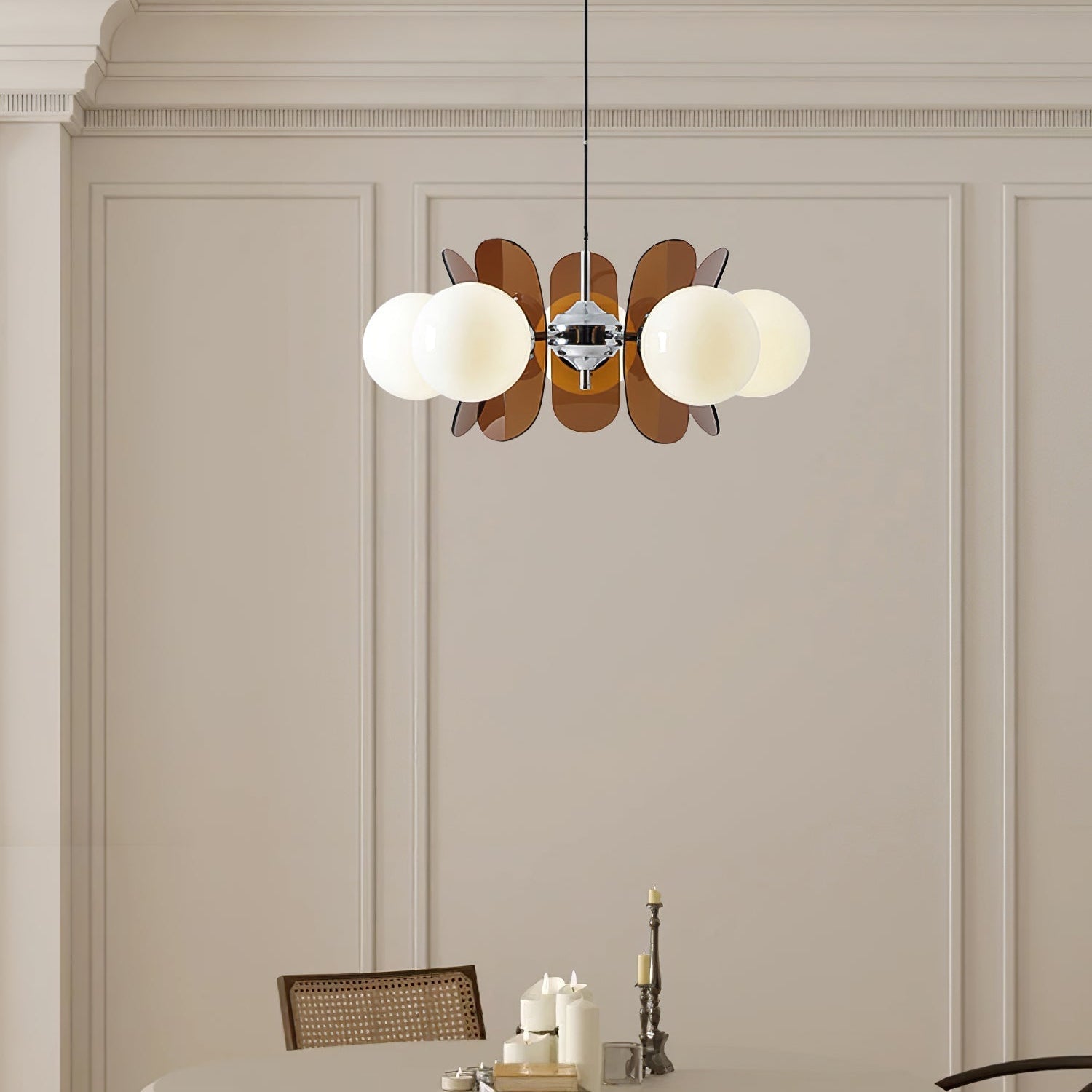 Prism Creativity Sputnik Orange Glass Acrylic Chandelier - Lamp Copper