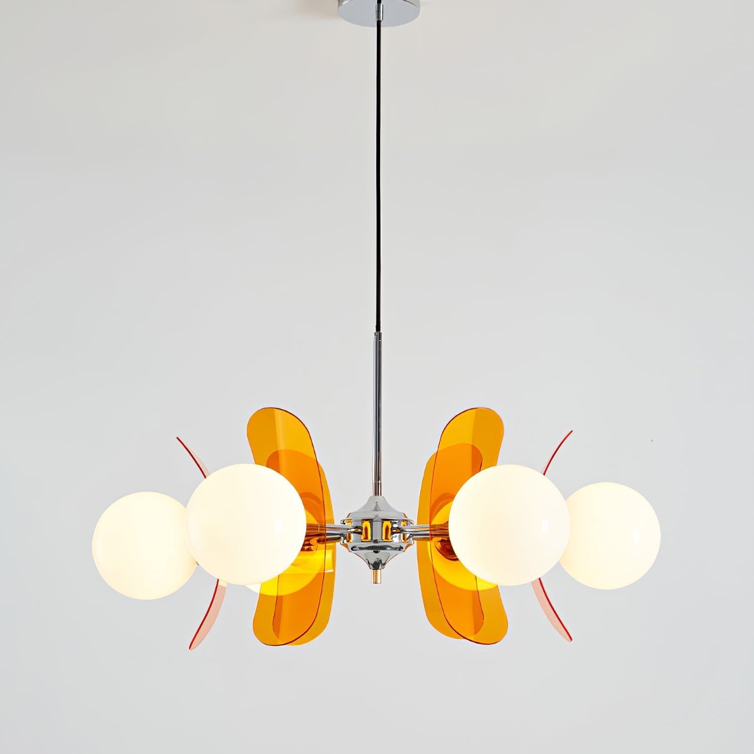 Prism Creativity Sputnik Orange Glass Acrylic Chandelier - Lamp Copper