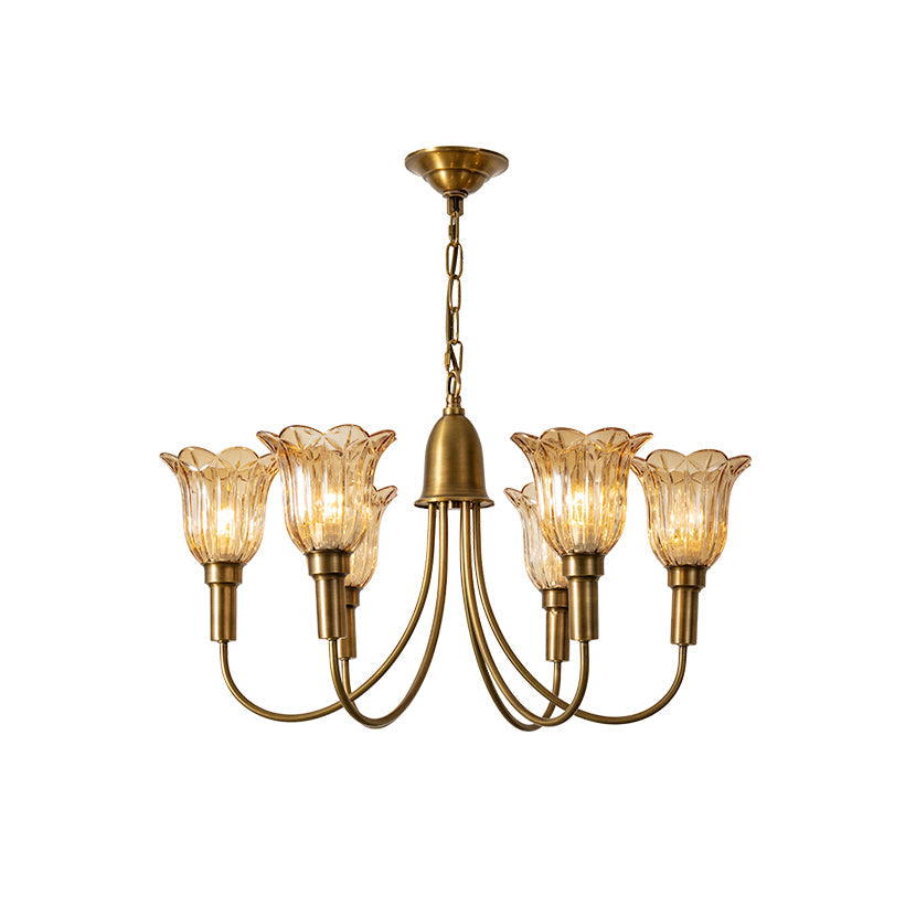 Tempo Vintage Art Deco Metal Brass Chandelier - Lamp Copper