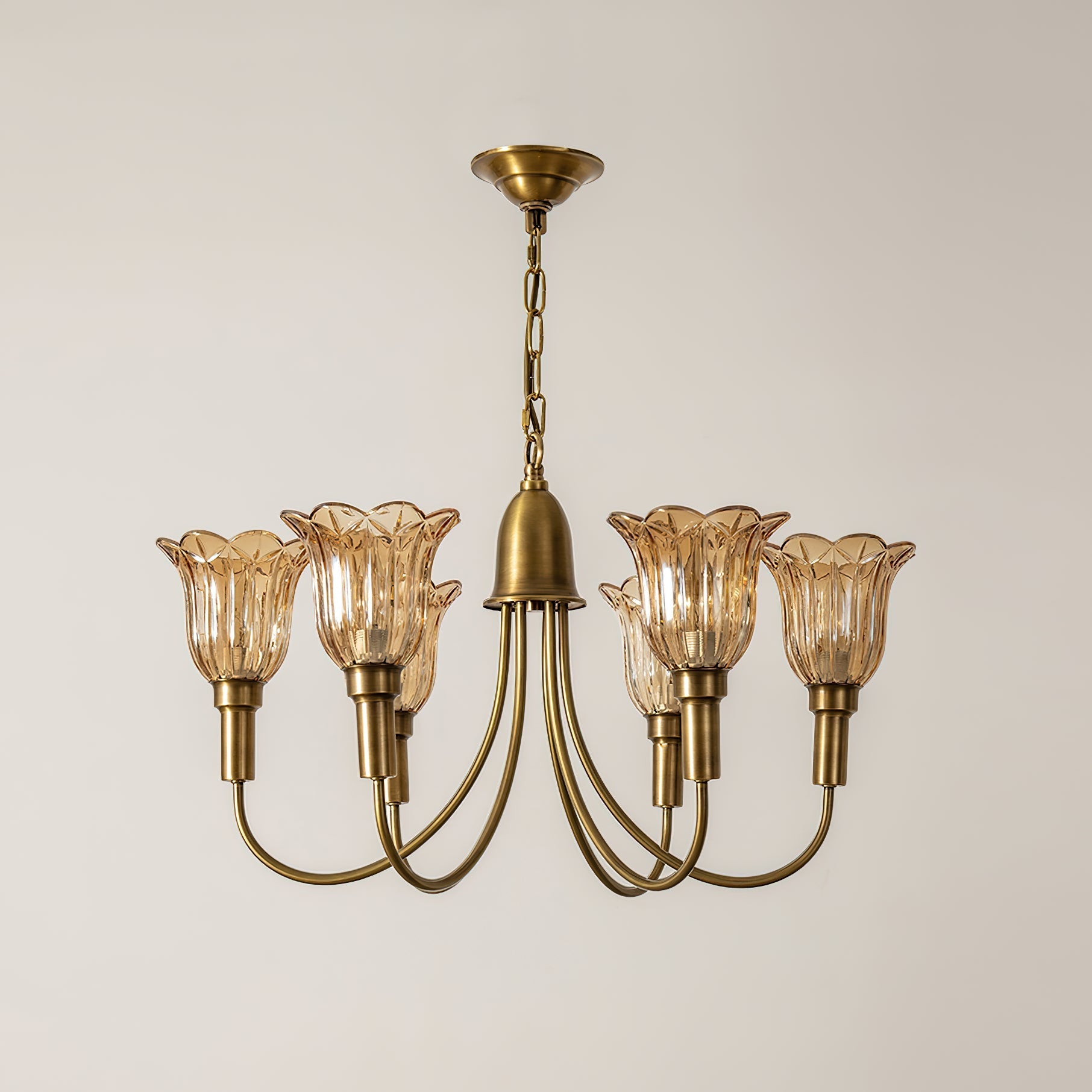 Tempo Vintage Art Deco Metal Brass Chandelier - Lamp Copper
