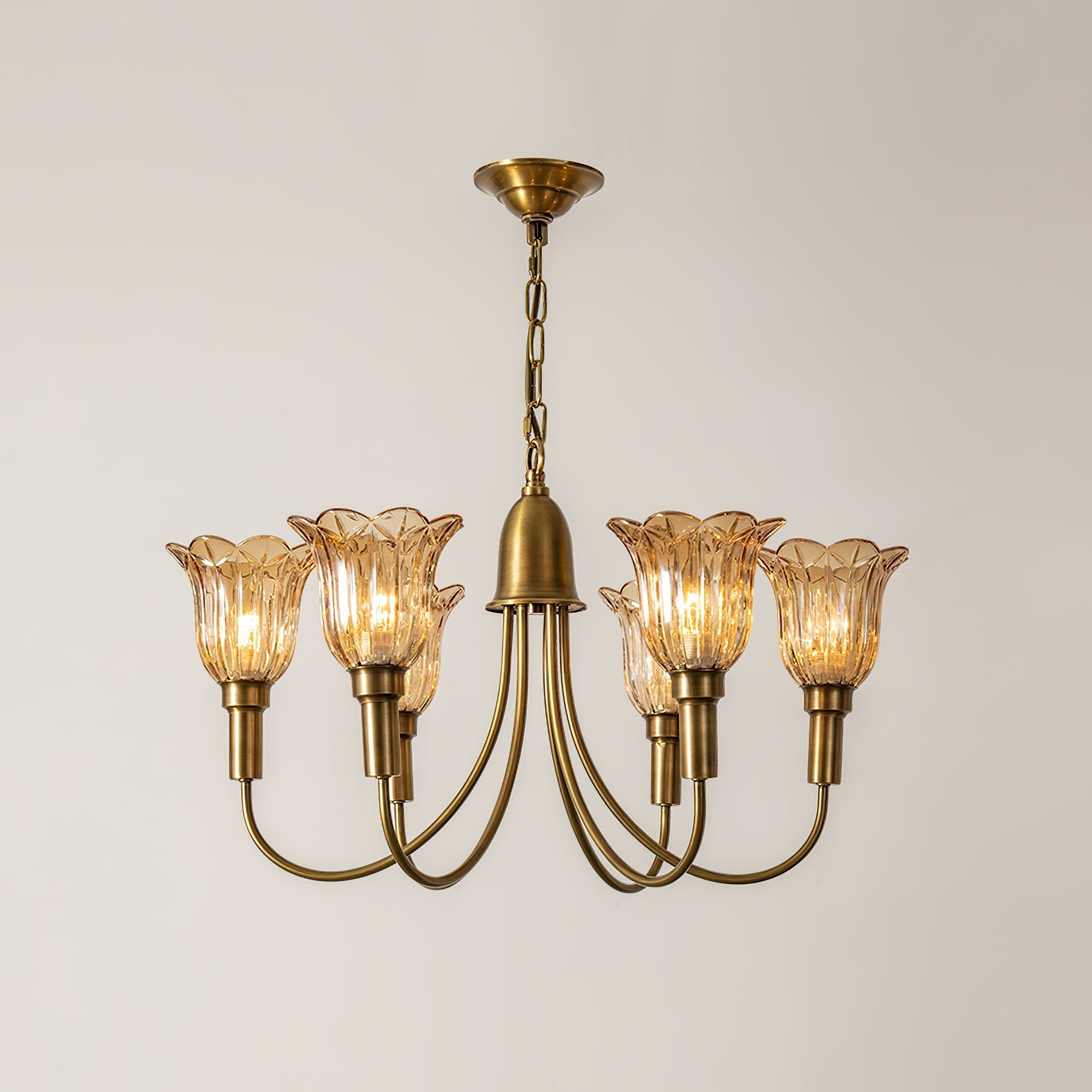 Tempo Vintage Art Deco Metal Brass Chandelier - Lamp Copper