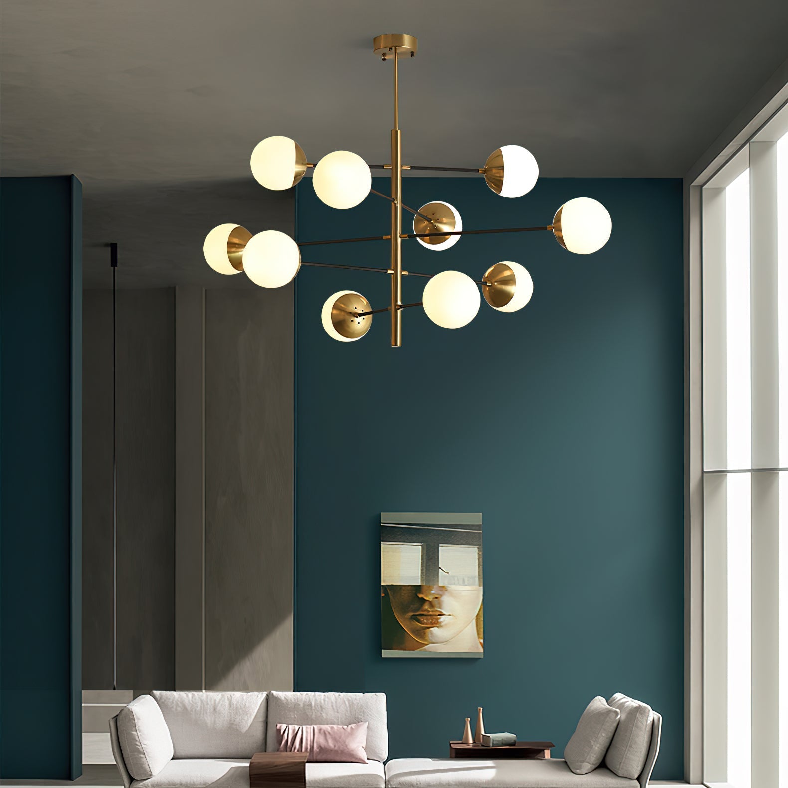 Ultra Modern Minimalist Brass Metal Glass Chandelier - Lamp Copper