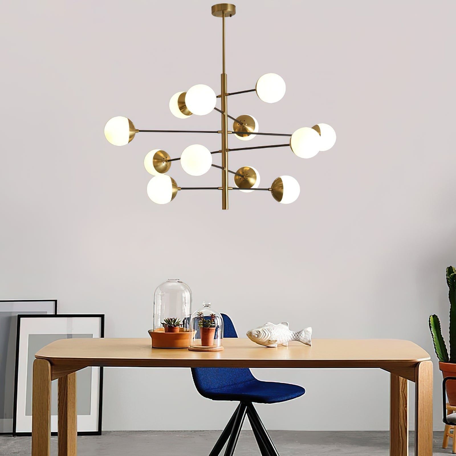 Ultra Modern Minimalist Brass Metal Glass Chandelier - Lamp Copper