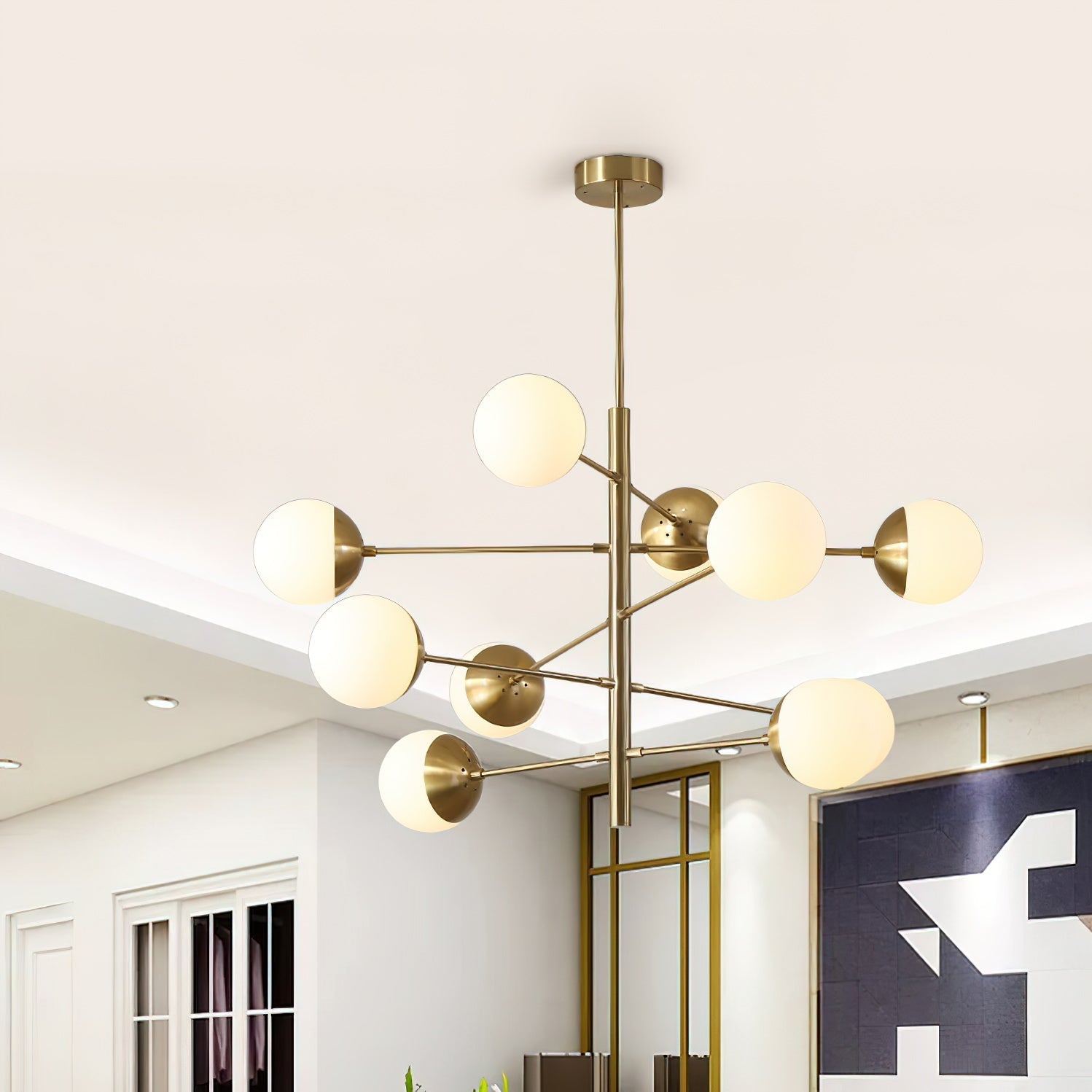 Ultra Modern Minimalist Brass Metal Glass Chandelier - Lamp Copper