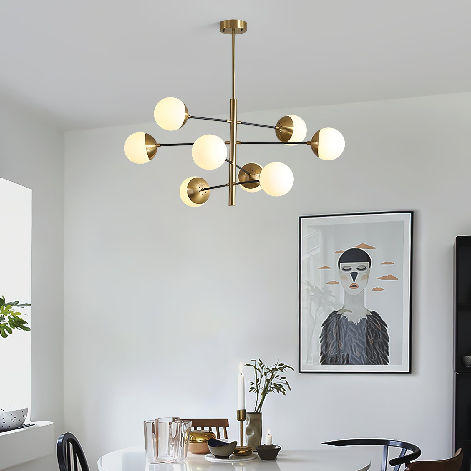 Ultra Modern Minimalist Brass Metal Glass Chandelier - Lamp Copper