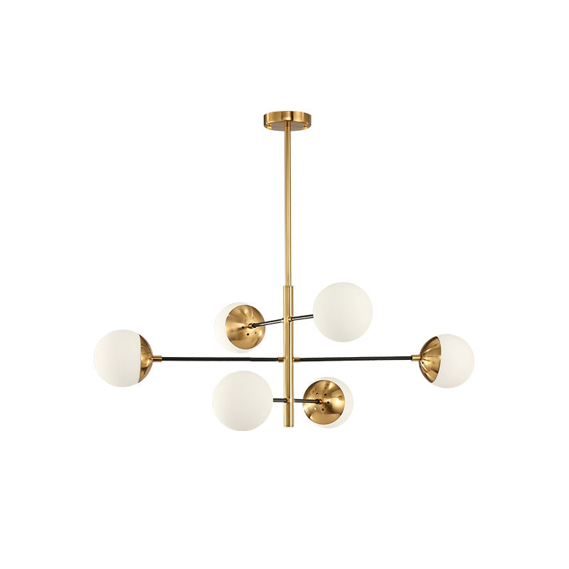 Ultra Modern Minimalist Brass Metal Glass Chandelier - Lamp Copper