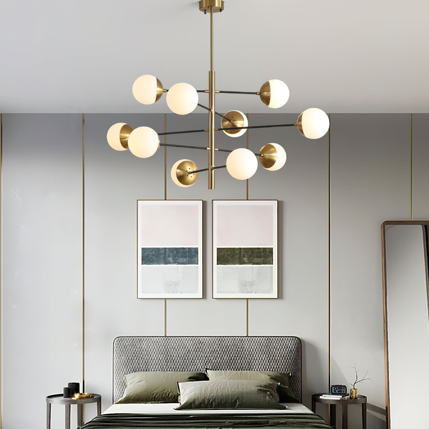 Ultra Modern Minimalist Brass Metal Glass Chandelier - Lamp Copper