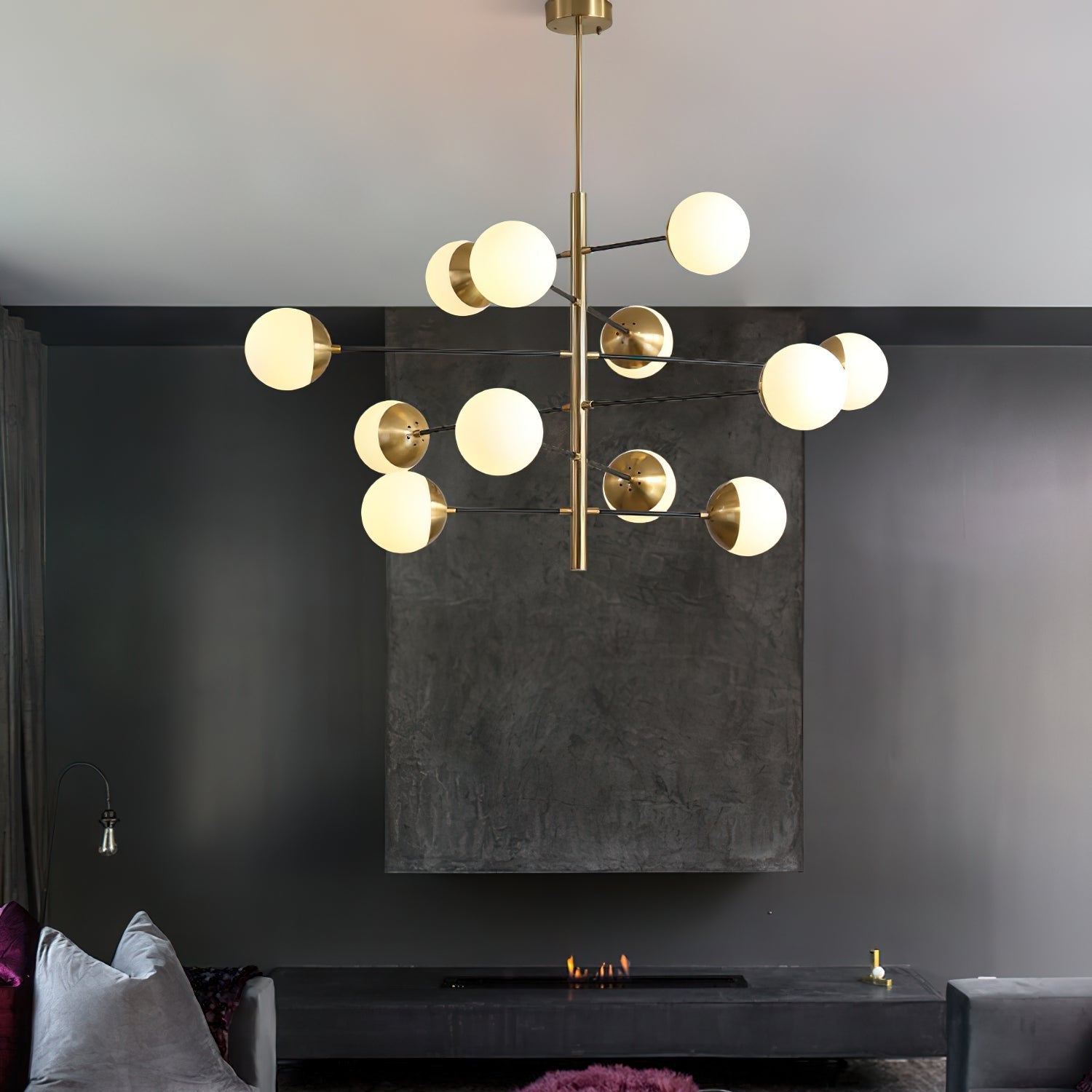 Ultra Modern Minimalist Brass Metal Glass Chandelier - Lamp Copper