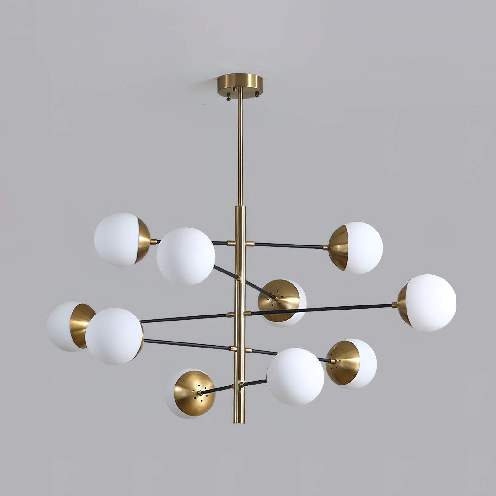 Ultra Modern Minimalist Brass Metal Glass Chandelier - Lamp Copper
